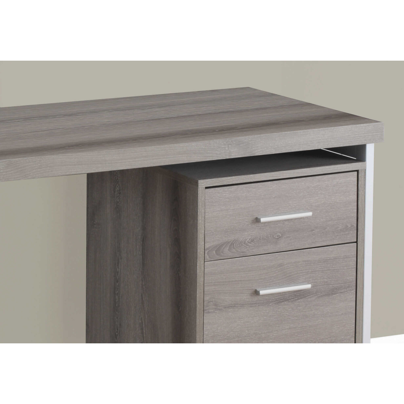 COMPUTER DESK - 48"L / DARK TAUPE / SILVER METAL
