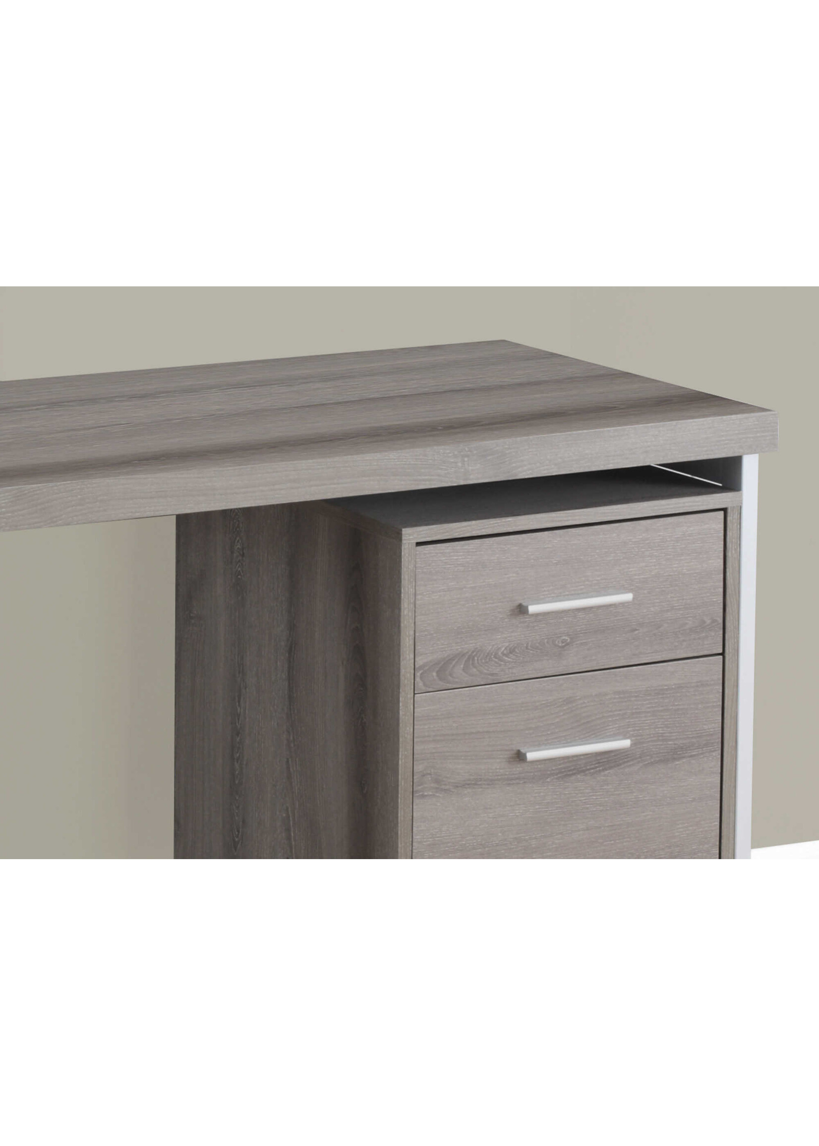 COMPUTER DESK - 48"L / DARK TAUPE / SILVER METAL