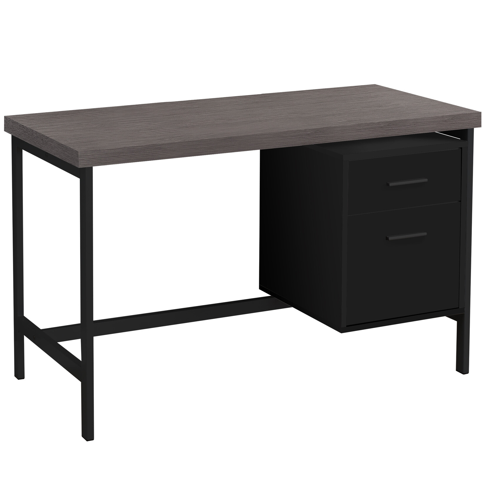 BUREAU - 48"L / NOIR / DESSUS GRIS / METAL NOIR
