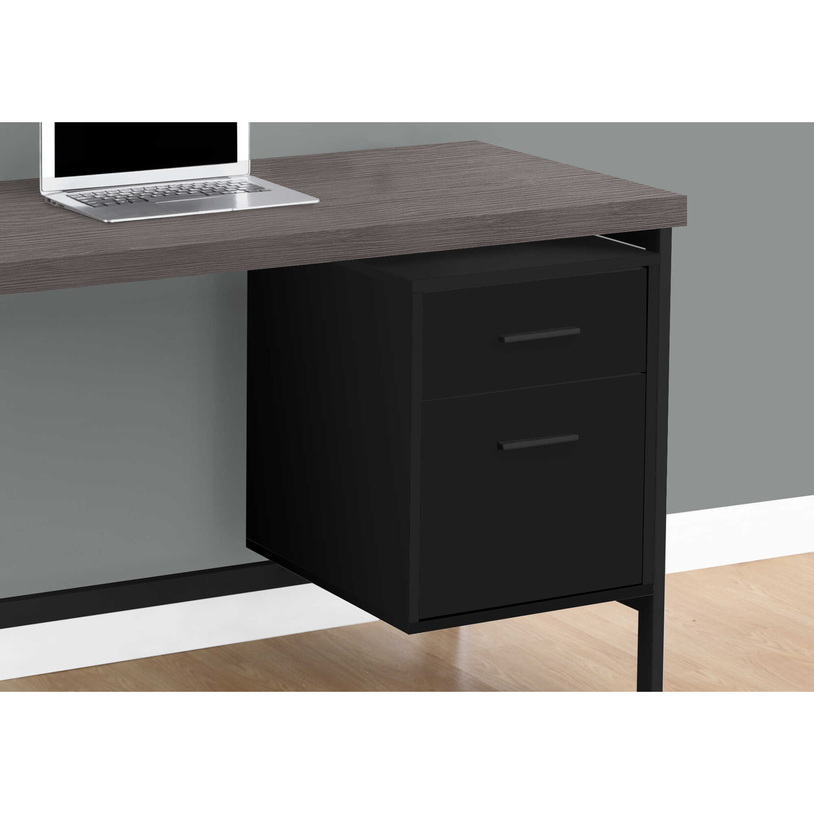COMPUTER DESK - 48"L / BLACK / GREY TOP / BLACK METAL