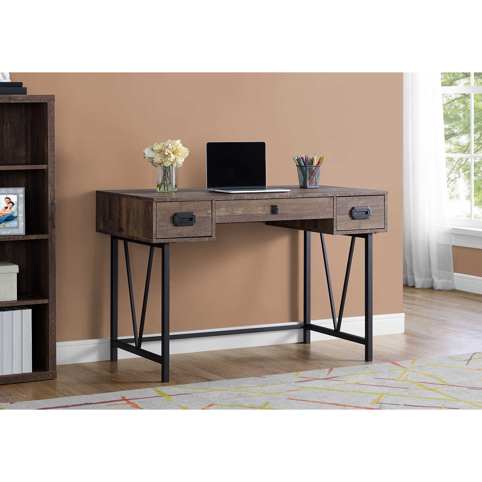 COMPUTER DESK - 48"L / BROWN RECLAIMED WOOD / BLACK METAL