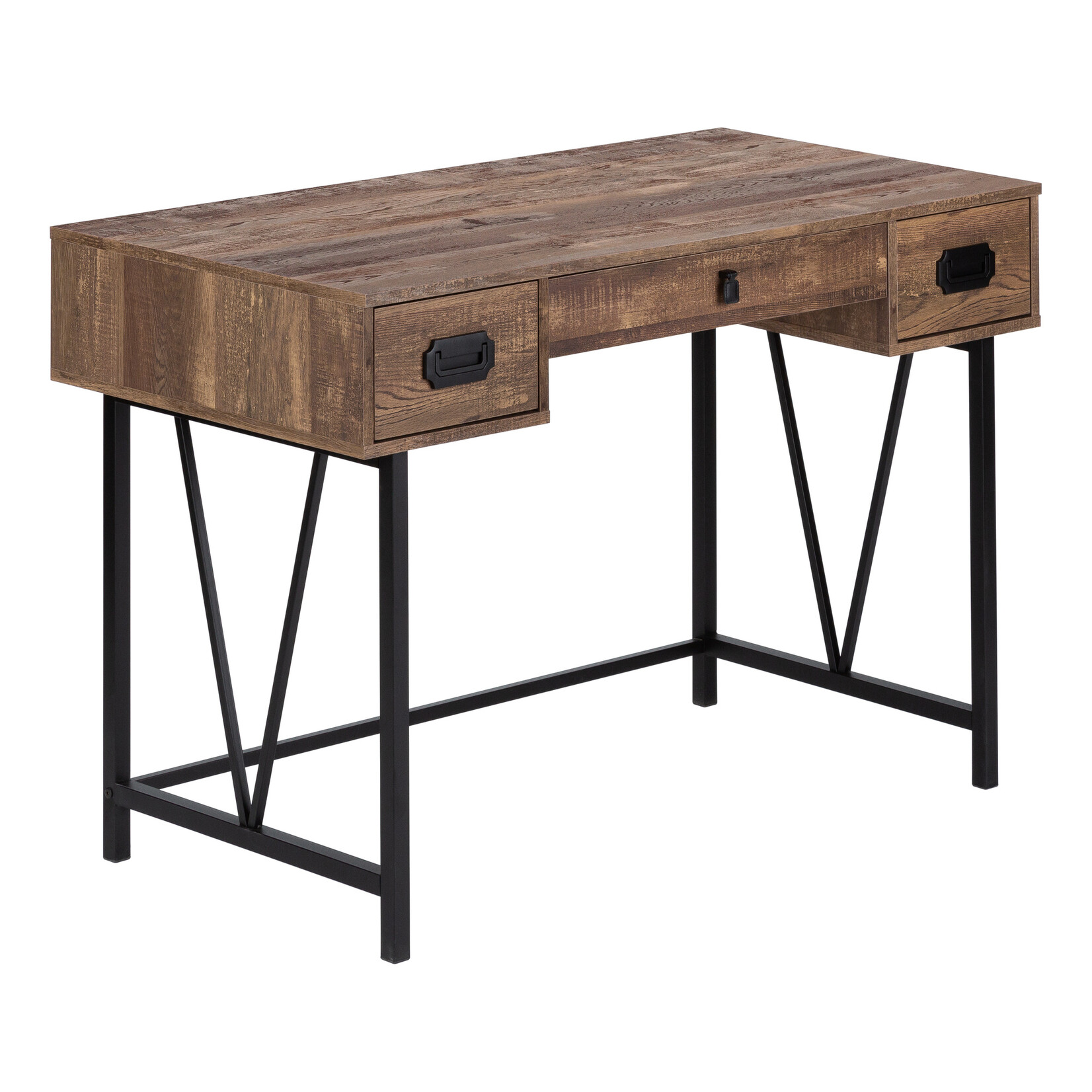 BUREAU - 48"L / FAUX BOIS BRUN / METAL NOIR