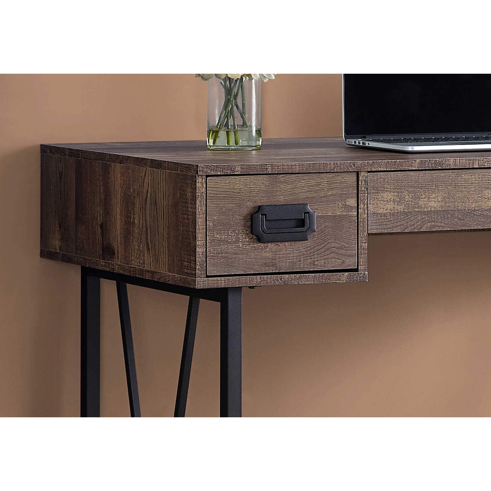 COMPUTER DESK - 48"L / BROWN RECLAIMED WOOD / BLACK METAL