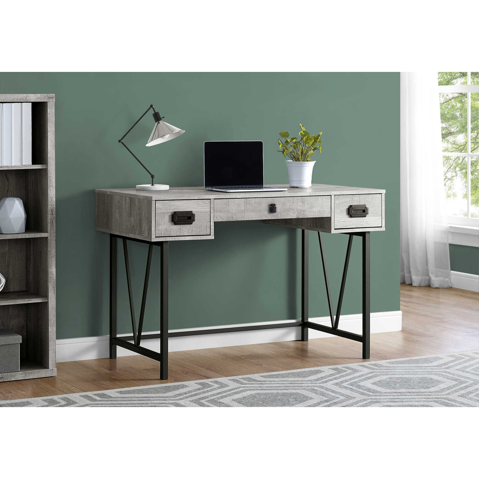 COMPUTER DESK - 48"L / GREY RECLAIMED WOOD / BLACK METAL