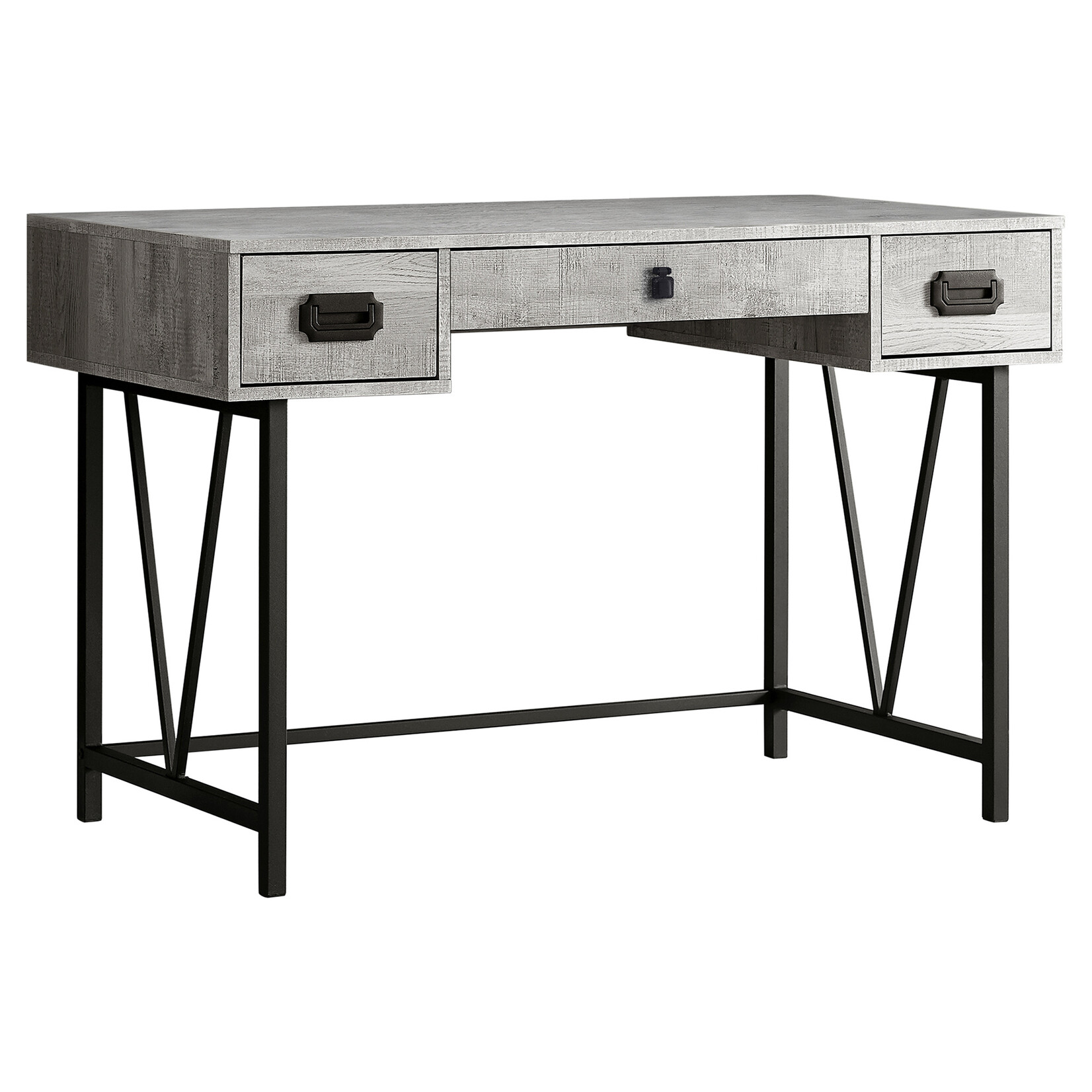 BUREAU - 48"L / FAUX BOIS GRIS / METAL NOIR