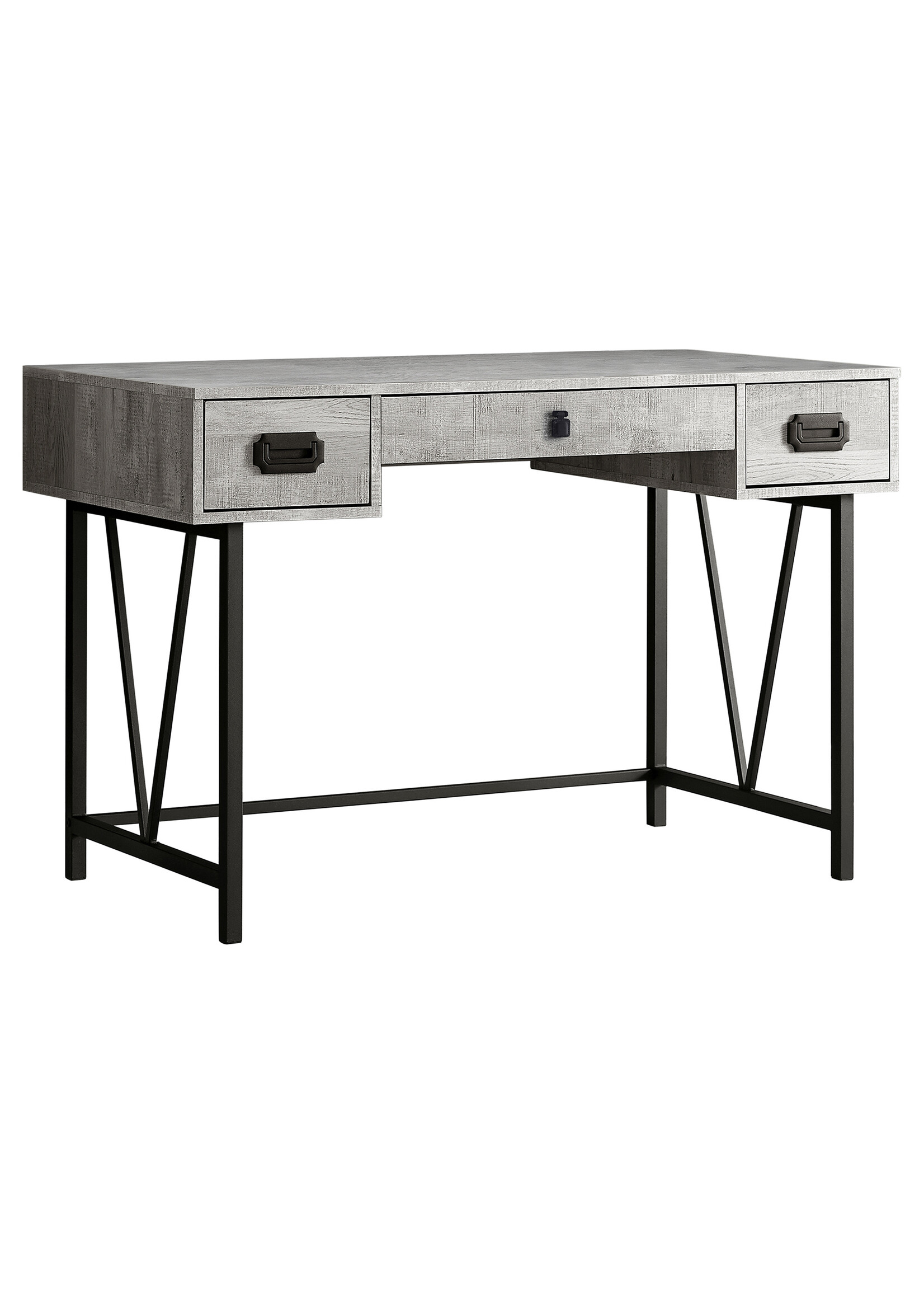 BUREAU - 48"L / FAUX BOIS GRIS / METAL NOIR