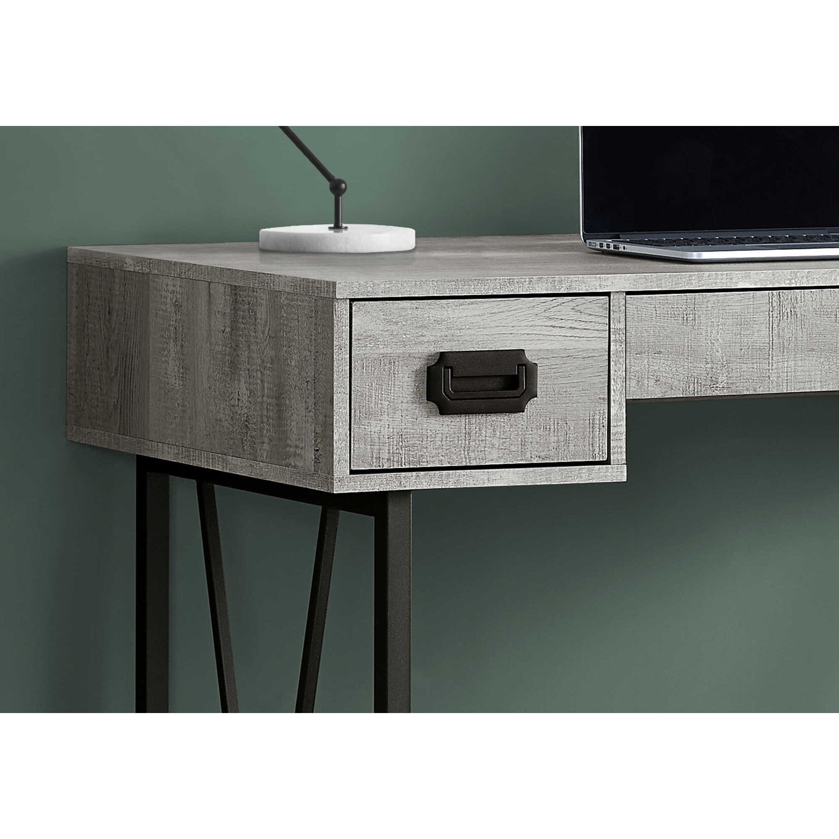 BUREAU - 48"L / FAUX BOIS GRIS / METAL NOIR