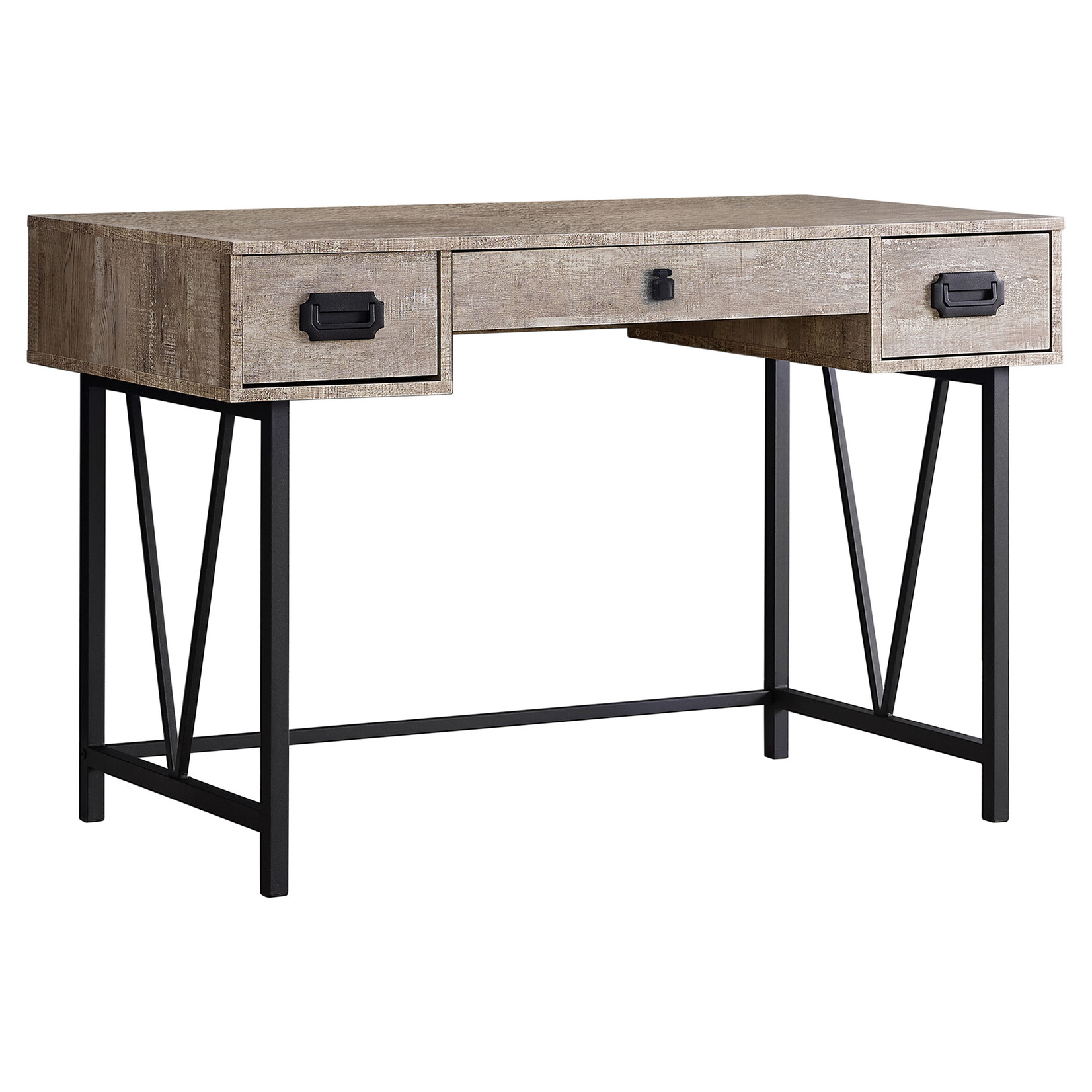 BUREAU - 48"L / FAUX BOIS TAUPE / METAL NOIR