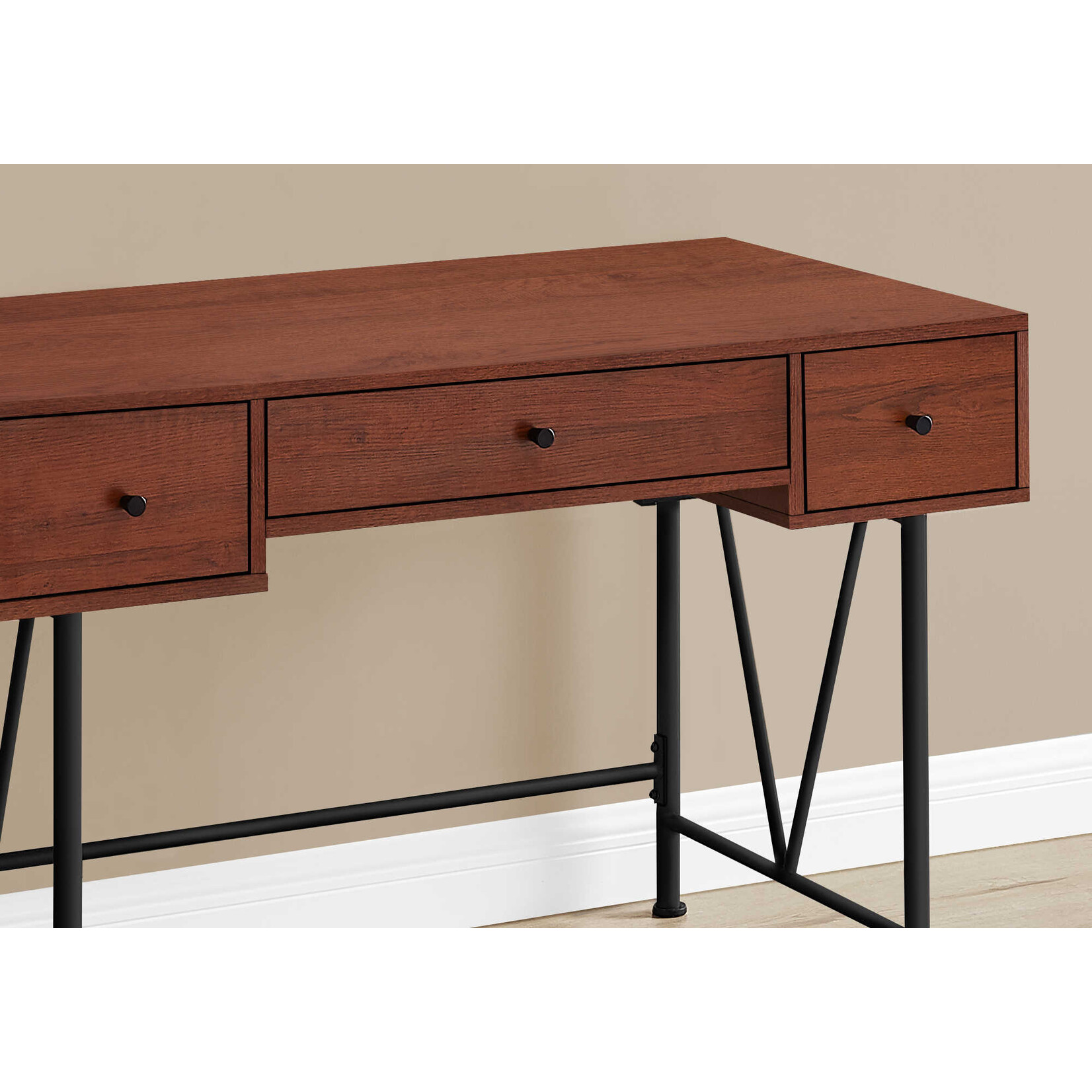 COMPUTER DESK - 48"L / CHERRY / BLACK METAL