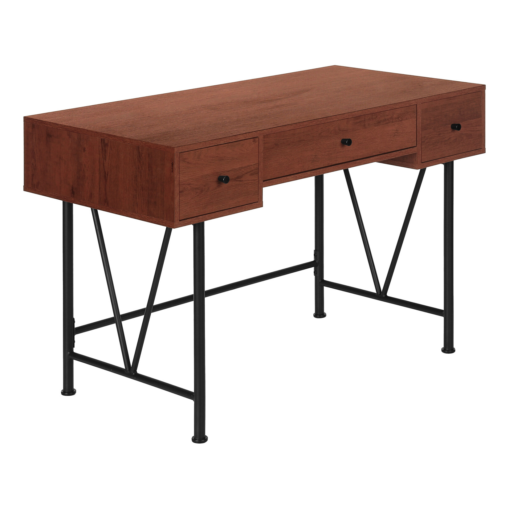 COMPUTER DESK - 48"L / CHERRY / BLACK METAL