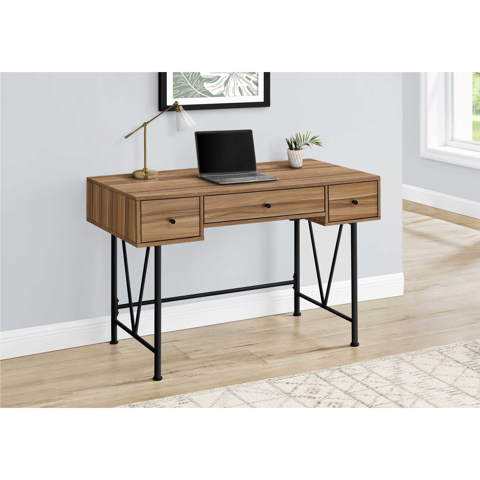 COMPUTER DESK - 48"L / LIGHT RECLAIMED WOOD / BLACK METAL