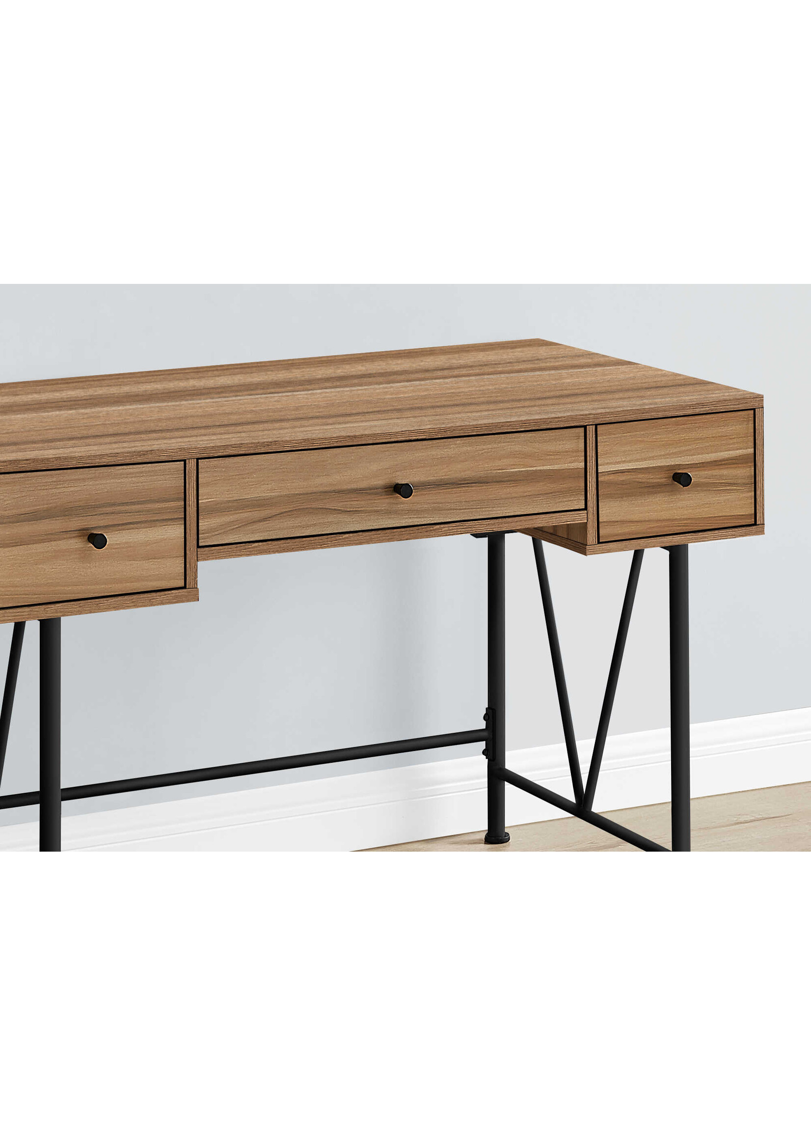 BUREAU - 48"L / FAUX BOIS PALE / METAL NOIR