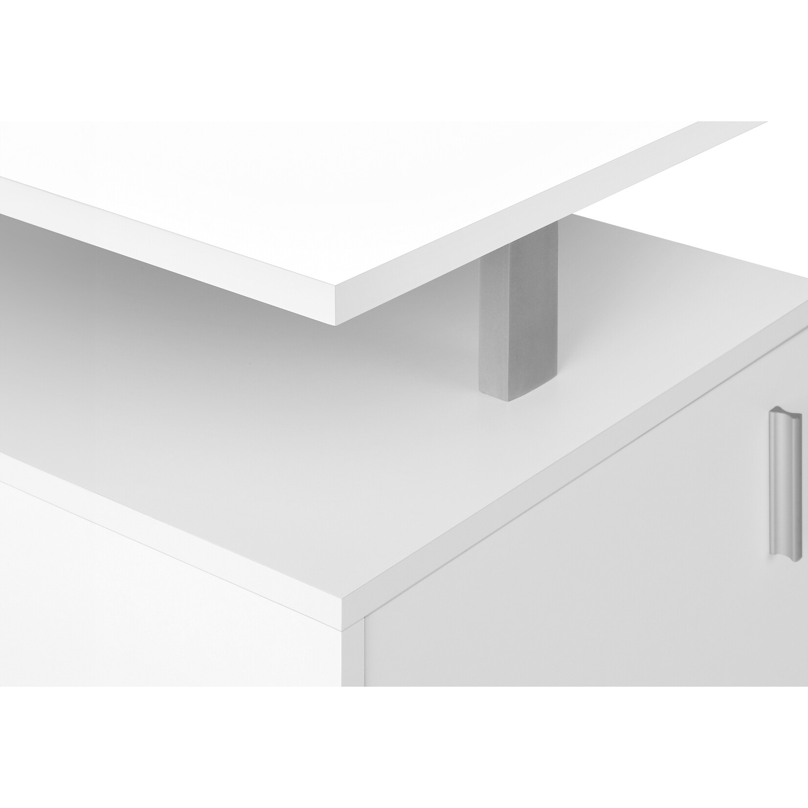 COMPUTER DESK - 58"L / WHITE / SILVER METAL CORNER
