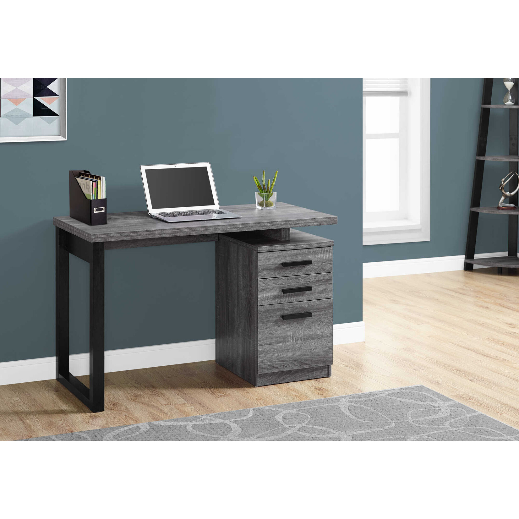 BUREAU - 48"L / GRIS-NOIR ORIENTATION GAUCHE OU DROITE