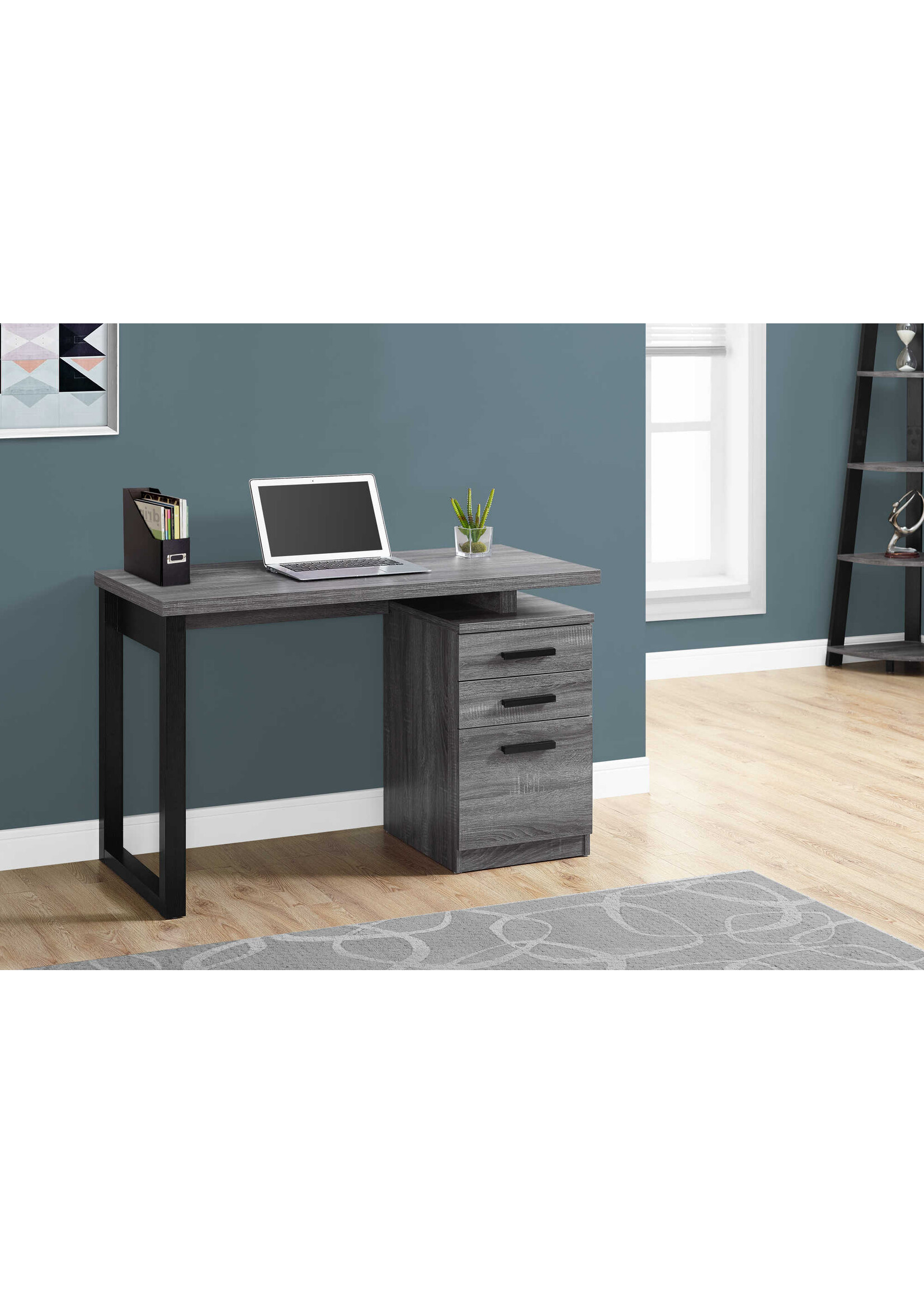 BUREAU - 48"L / GRIS-NOIR ORIENTATION GAUCHE OU DROITE