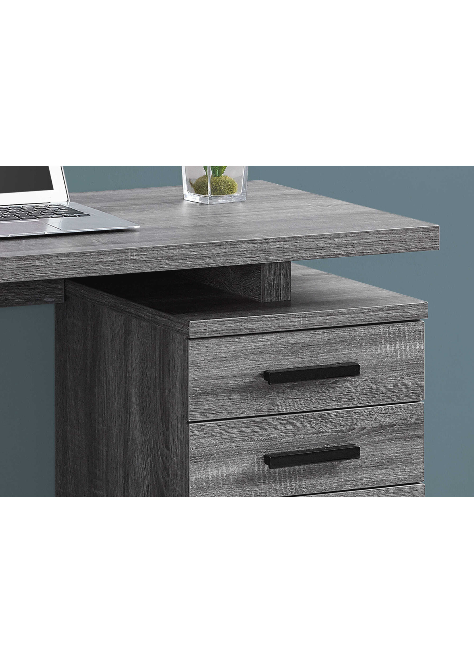 BUREAU - 48"L / GRIS-NOIR ORIENTATION GAUCHE OU DROITE