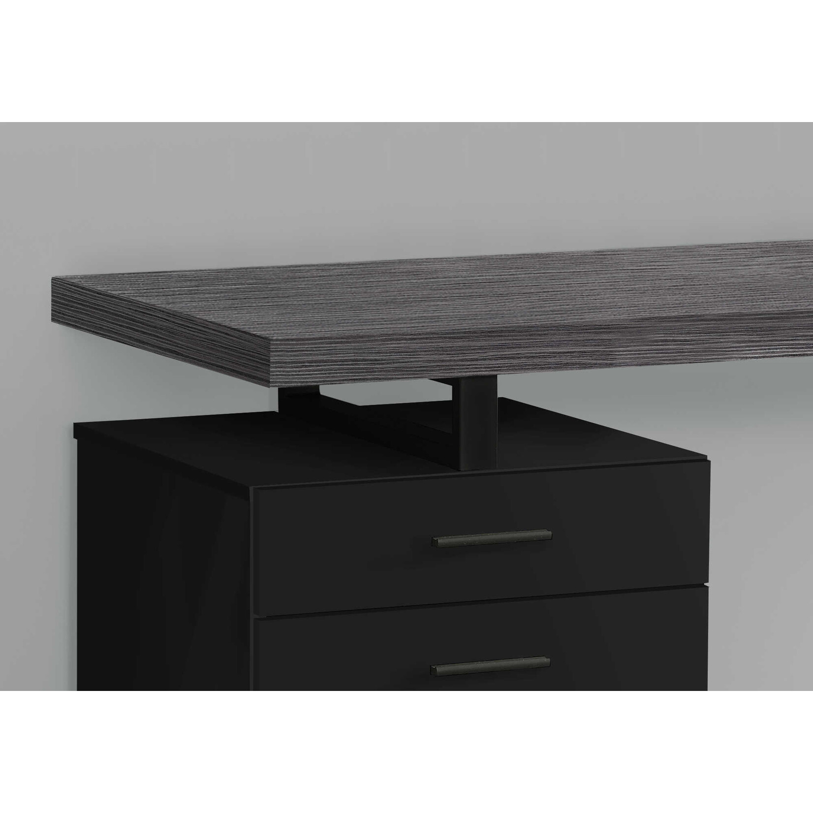 BUREAU - 48"L / NOIR / DESSUS GRIS COTE GAUCHE OU DROITE