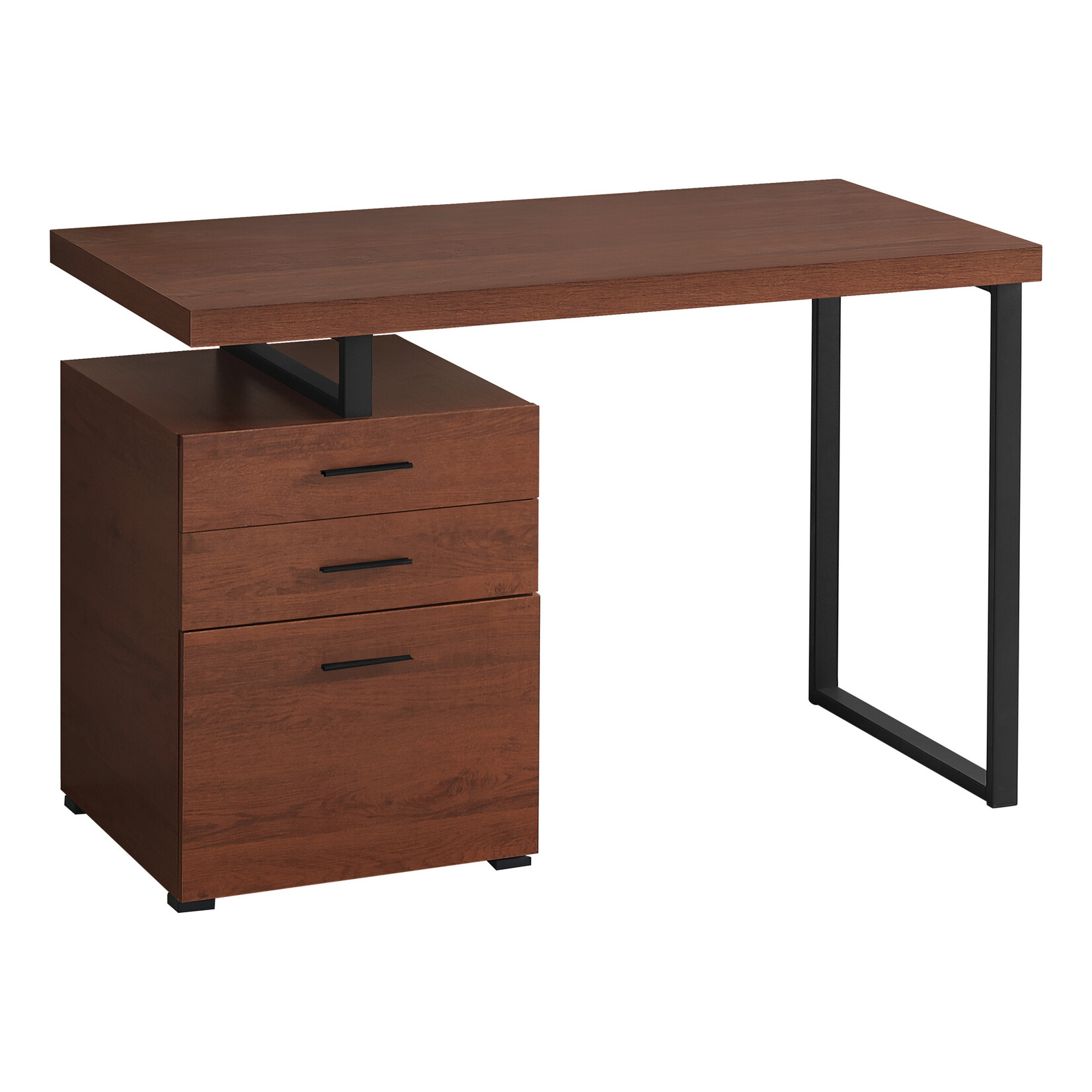 COMPUTER DESK - 48"L / CHERRY / BLACK METAL / LEFT OR RIGHT FACING