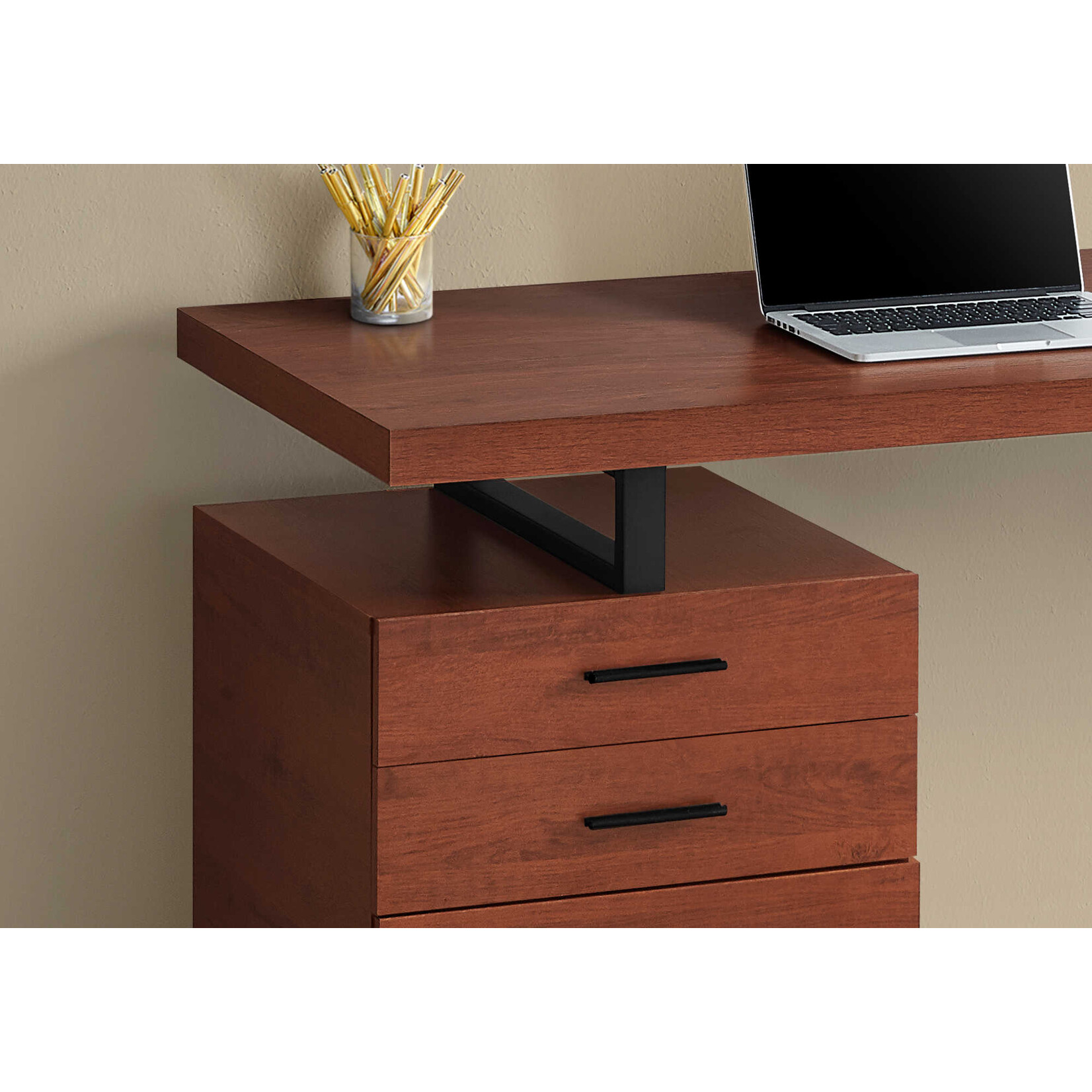 COMPUTER DESK - 48"L / CHERRY / BLACK METAL / LEFT OR RIGHT FACING