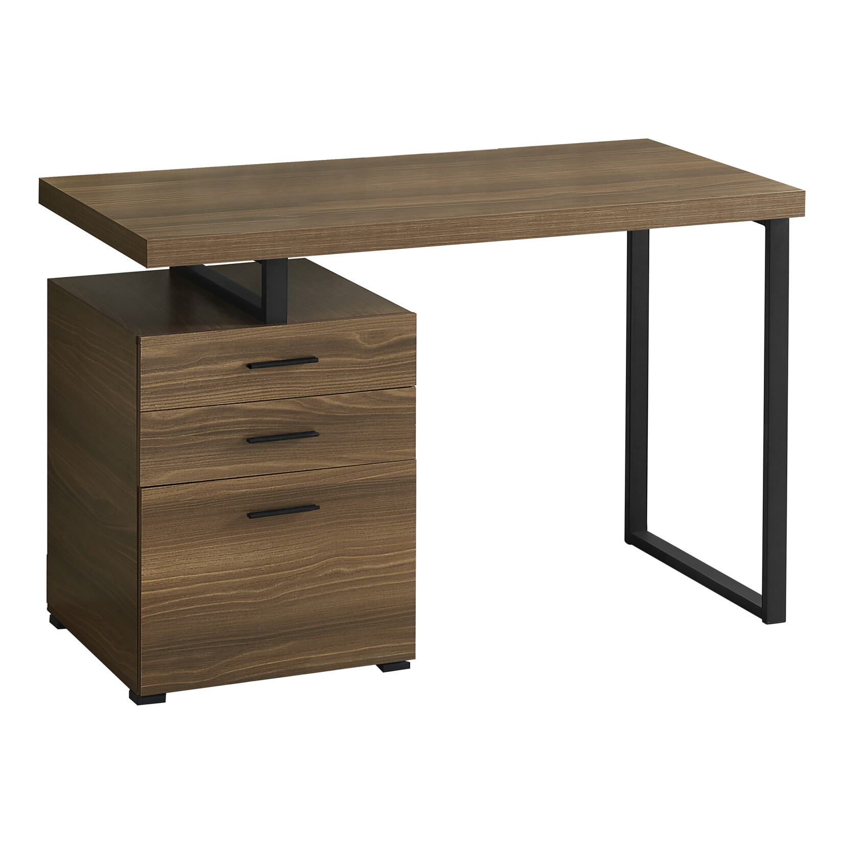 COMPUTER DESK - 48"L / WALNUT / BLACK METAL LEFT OR RIGHT FACING