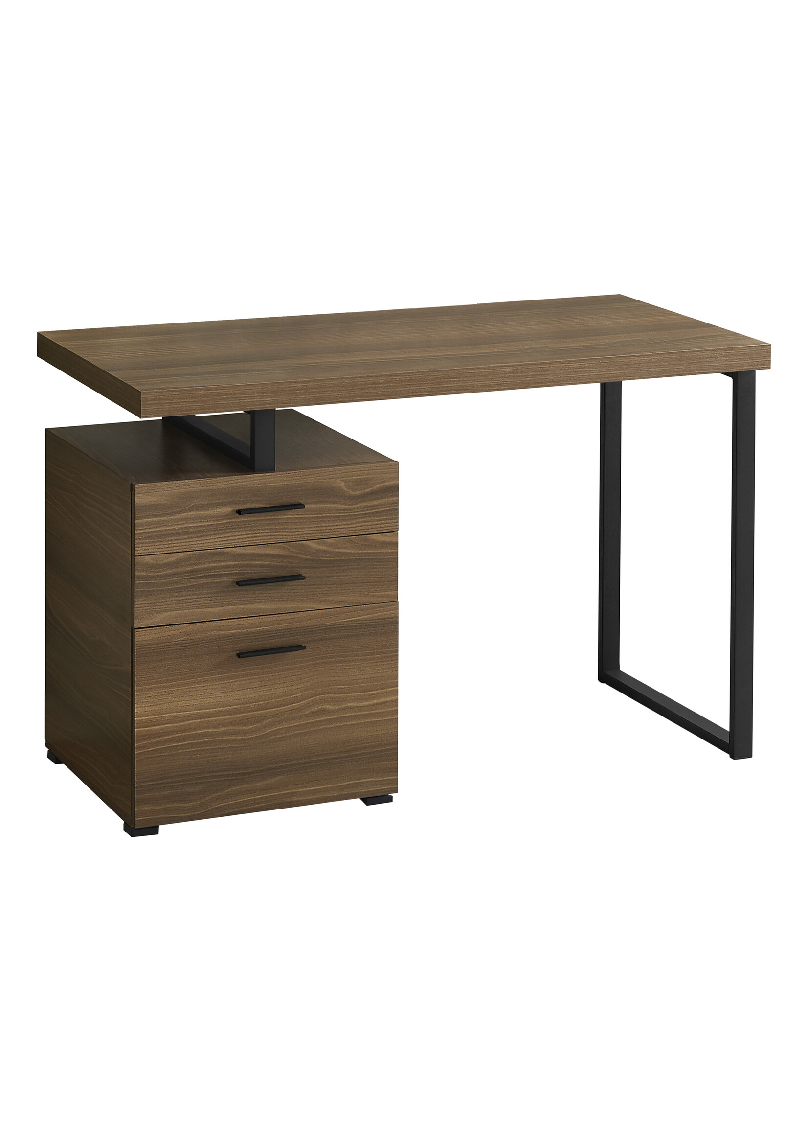 BUREAU - 48"L / NOYER / METAL NOIR COTE DROIT OU GAUCHE