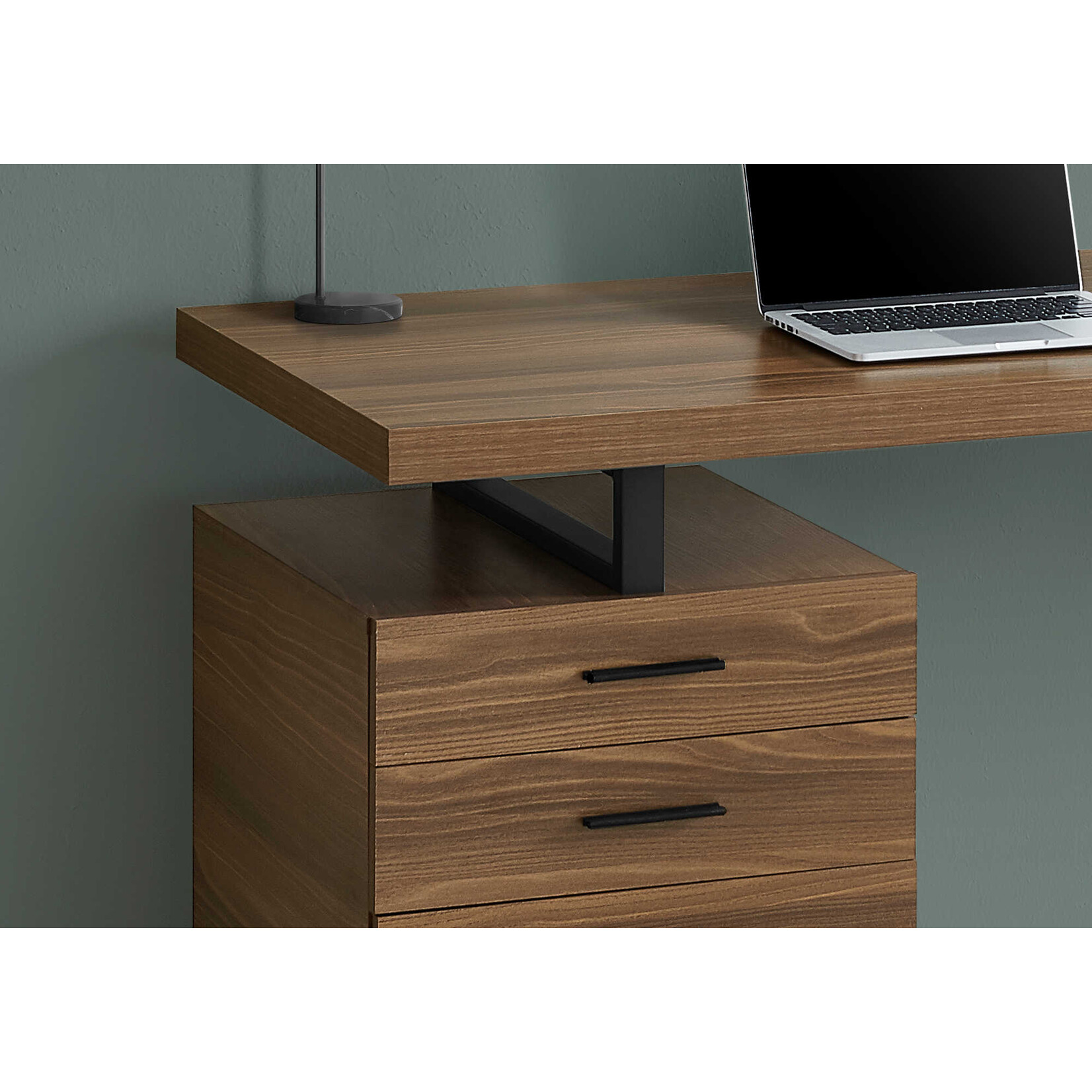 COMPUTER DESK - 48"L / WALNUT / BLACK METAL LEFT OR RIGHT FACING
