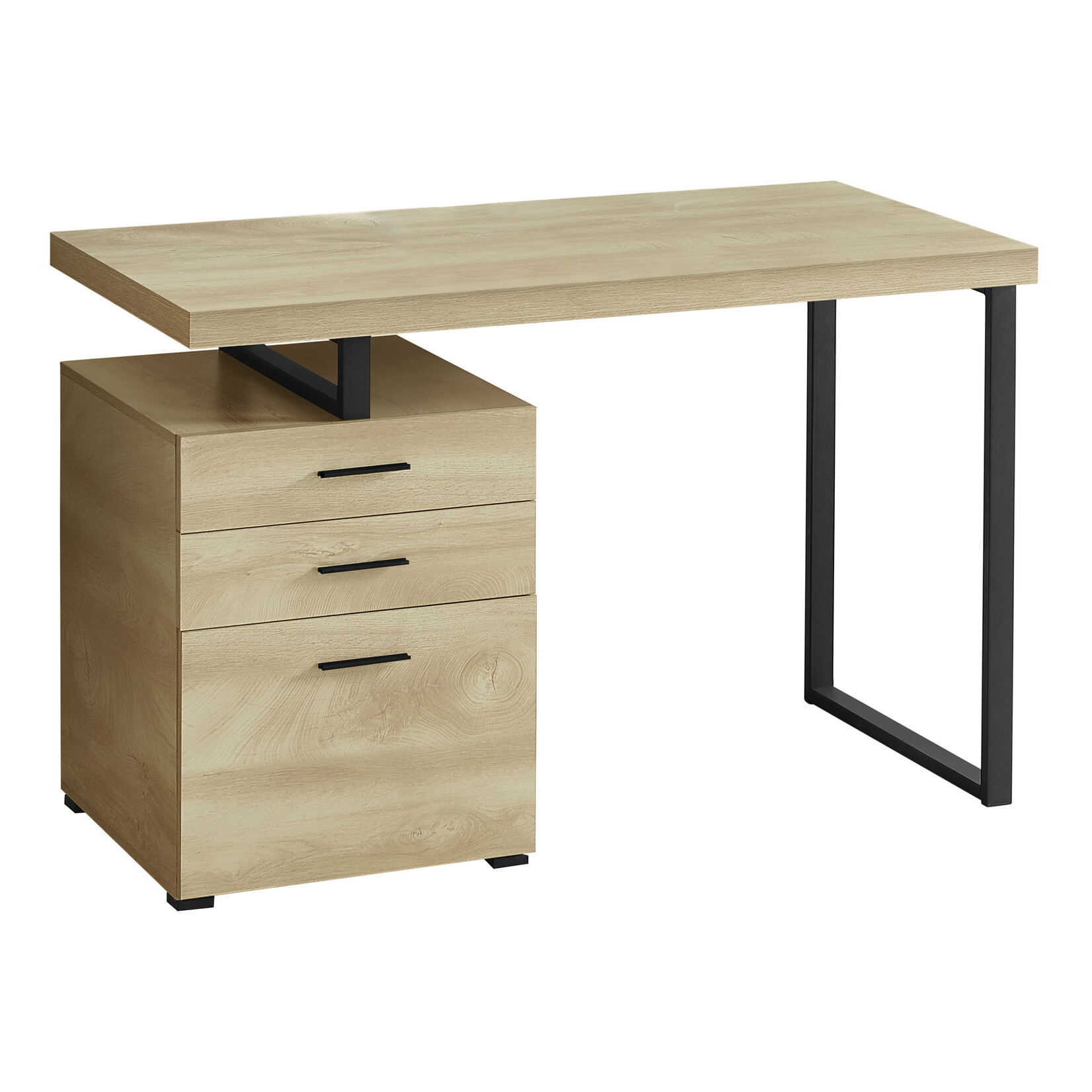 COMPUTER DESK - 48"L / NATURAL / BLACK METAL  LEFT OR RIGHT FACING