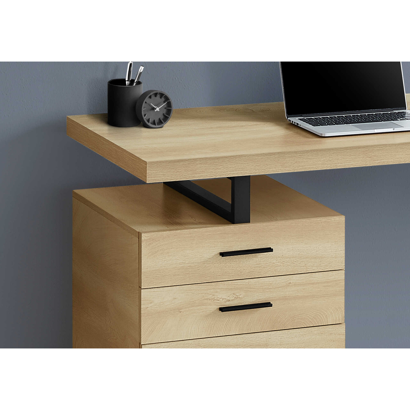COMPUTER DESK - 48"L / NATURAL / BLACK METAL  LEFT OR RIGHT FACING