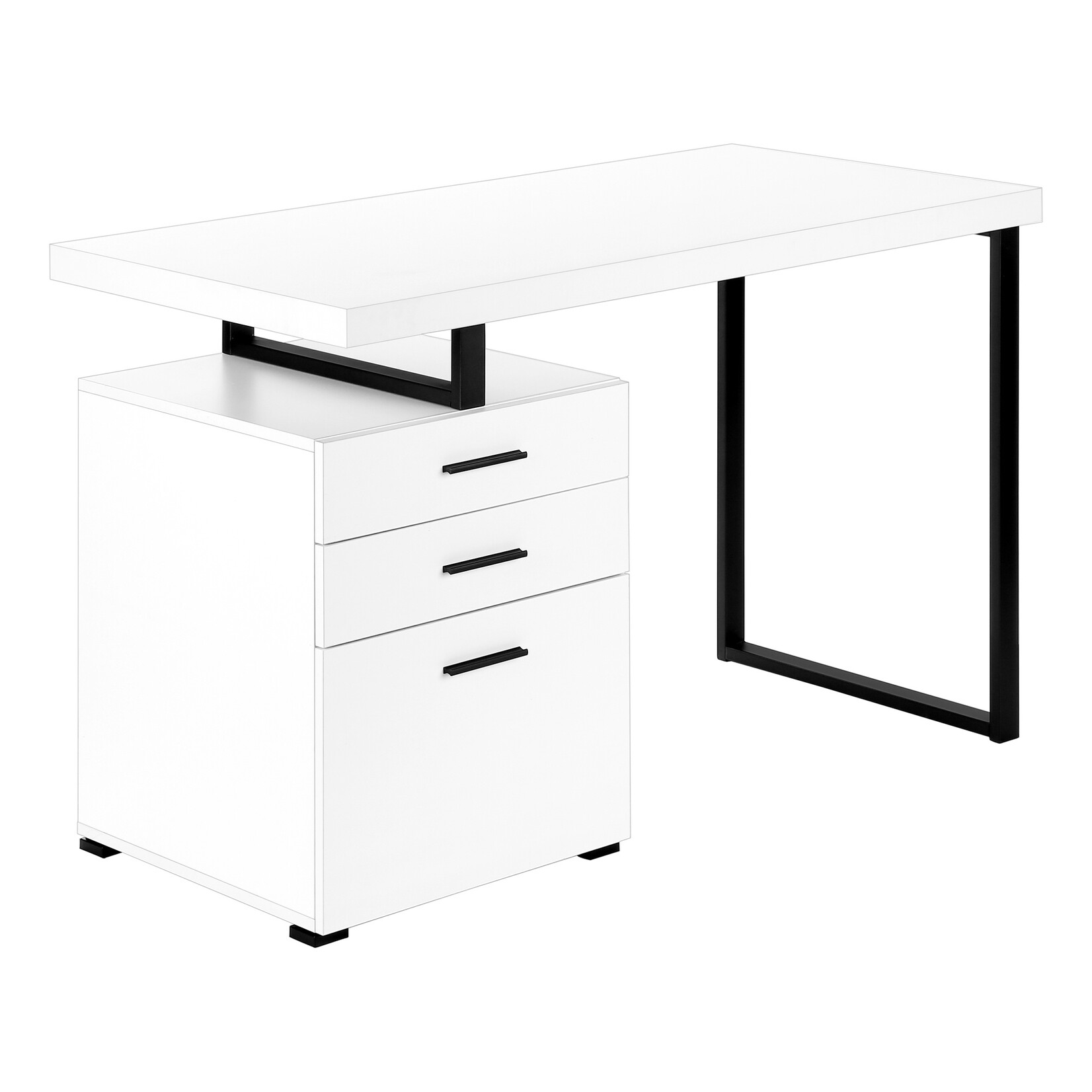 COMPUTER DESK - 48"L / WHITE / BLACK METAL / L/R FACE