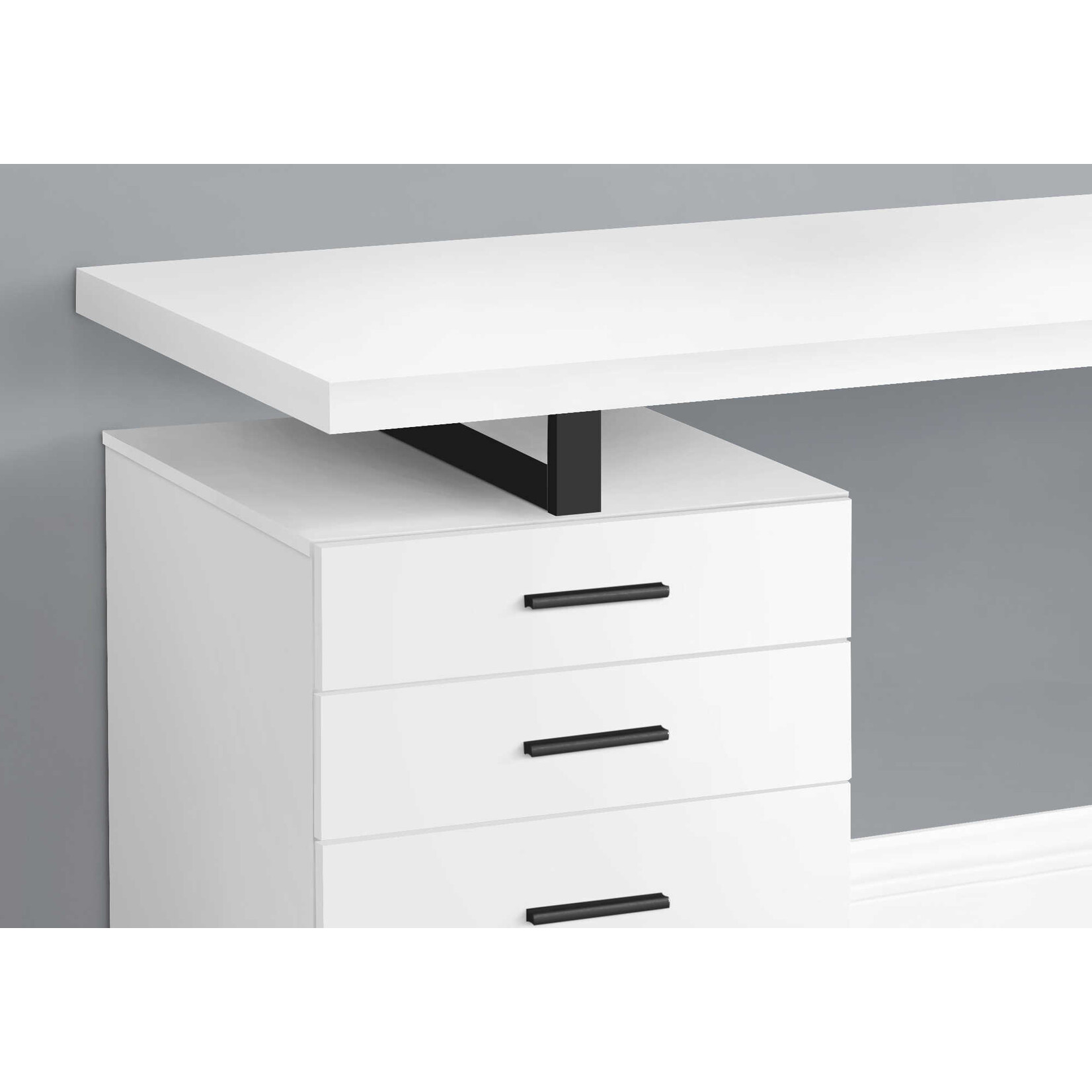 COMPUTER DESK - 48"L / WHITE / BLACK METAL / L/R FACE