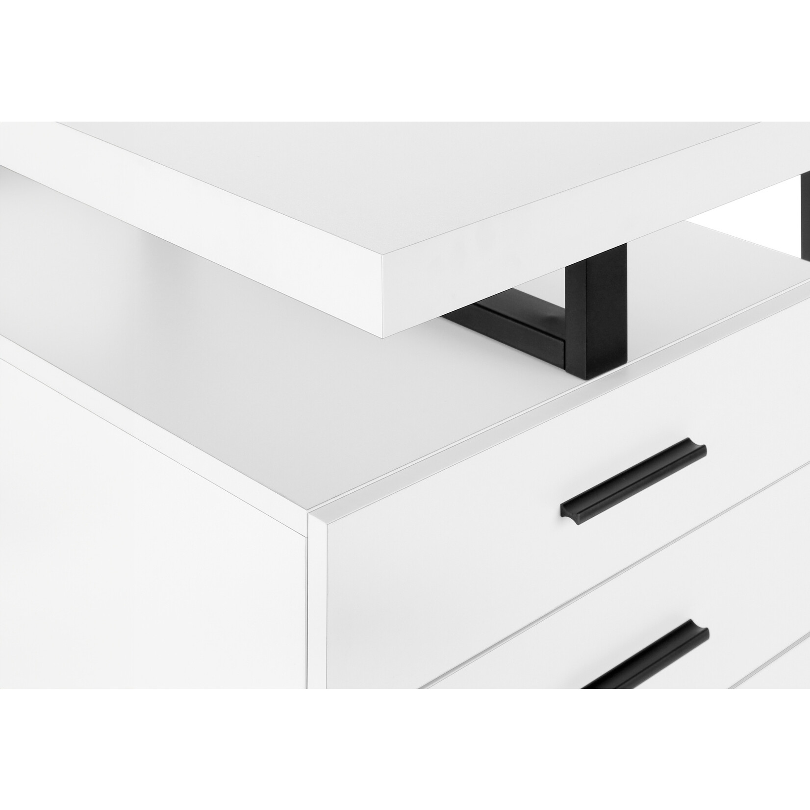 BUREAU - 48"L / BLANC / METAL NOIR   COTE DROIT OU GAUCHE