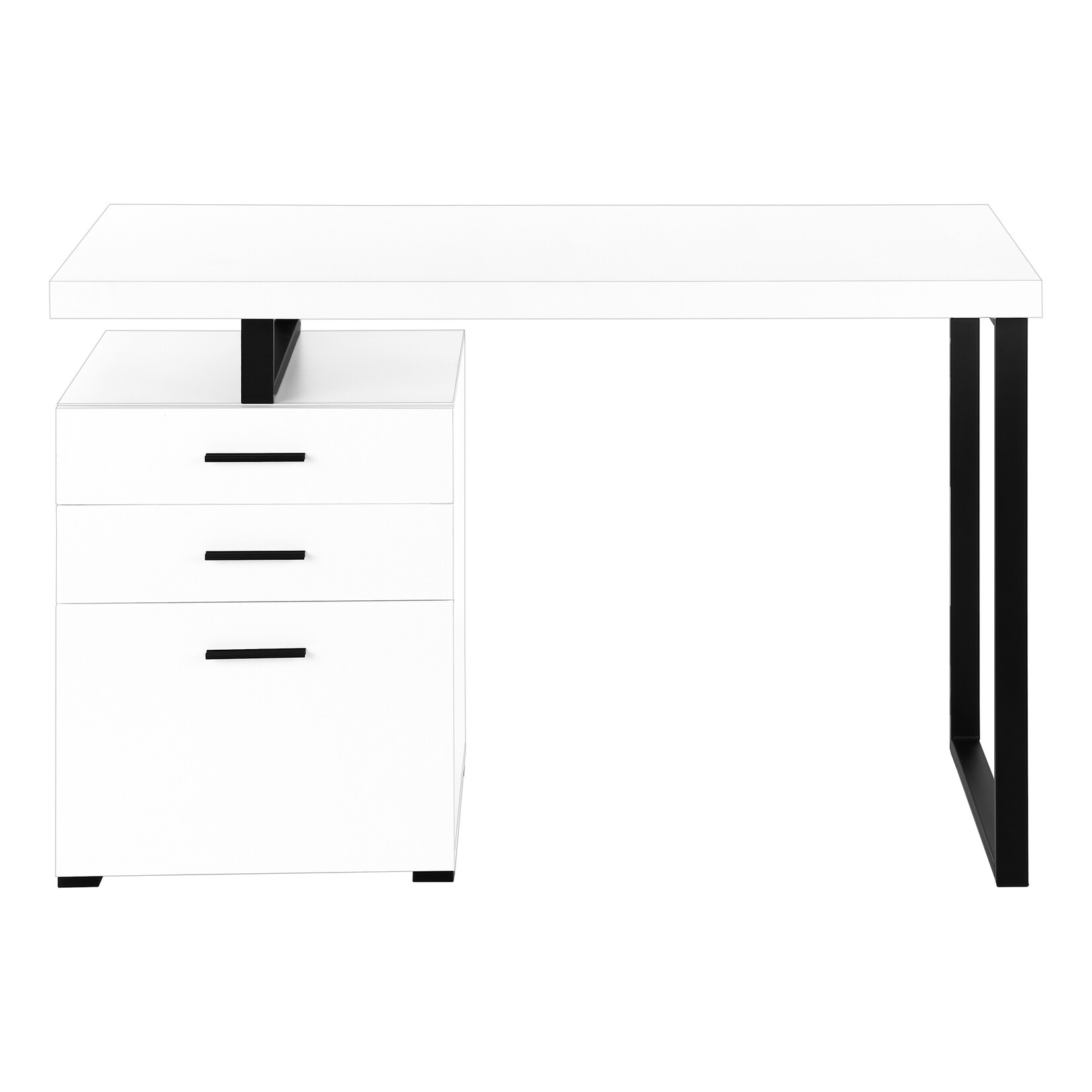 COMPUTER DESK - 48"L / WHITE / BLACK METAL / L/R FACE