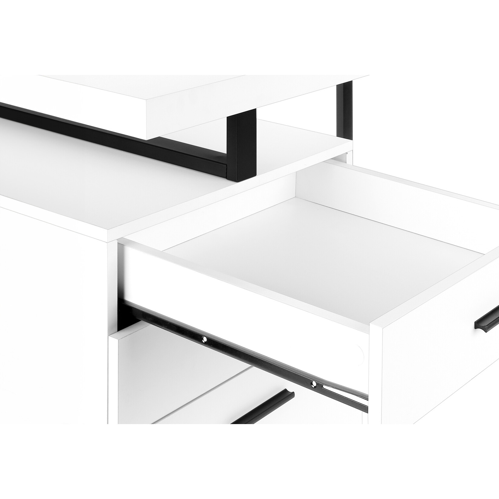 COMPUTER DESK - 48"L / WHITE / BLACK METAL / L/R FACE
