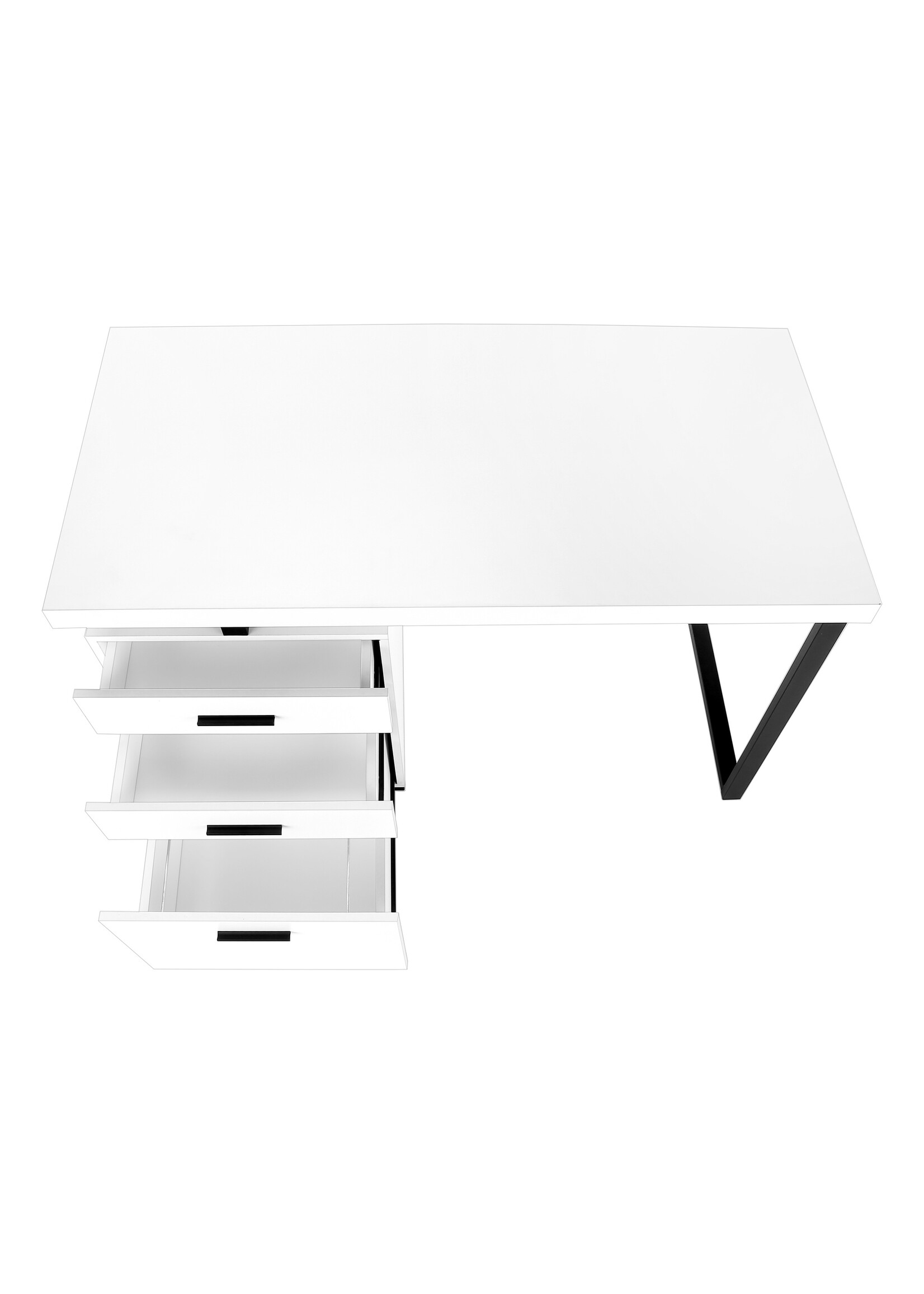 BUREAU - 48"L / BLANC / METAL NOIR   COTE DROIT OU GAUCHE