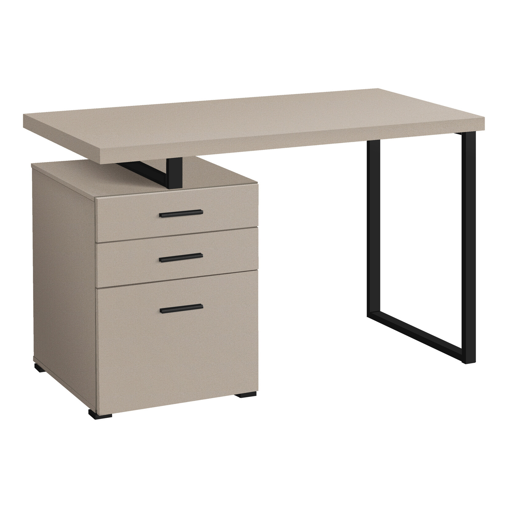 COMPUTER DESK - 48"L / MODERN TAUPE / BLACK METAL  FACING / L/R