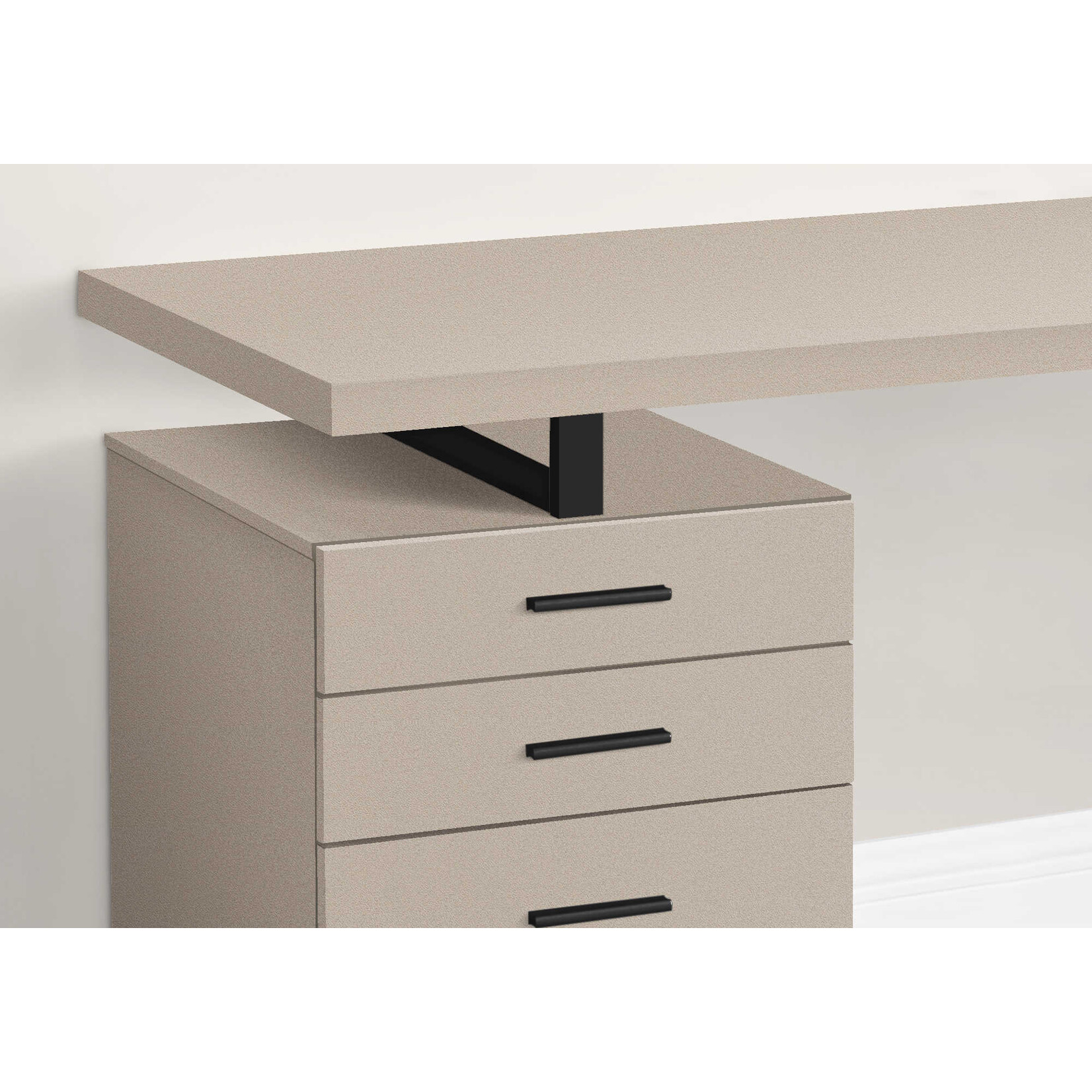 COMPUTER DESK - 48"L / MODERN TAUPE / BLACK METAL  FACING / L/R