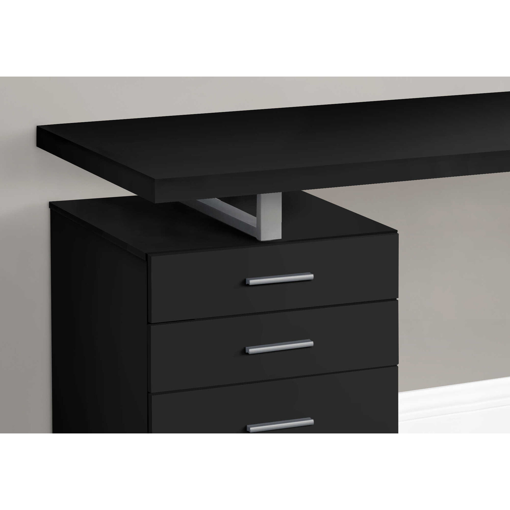 COMPUTER DESK - 48"L / BLACK / SILVER METAL / L/R FACE