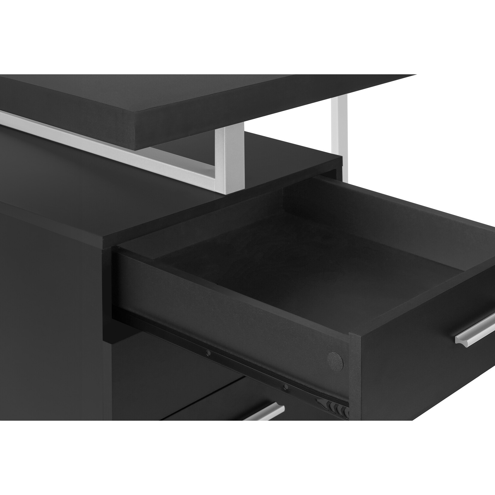 COMPUTER DESK - 48"L / BLACK / SILVER METAL / L/R FACE
