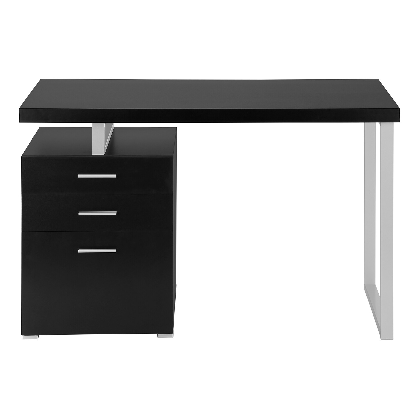 COMPUTER DESK - 48"L / BLACK / SILVER METAL / L/R FACE