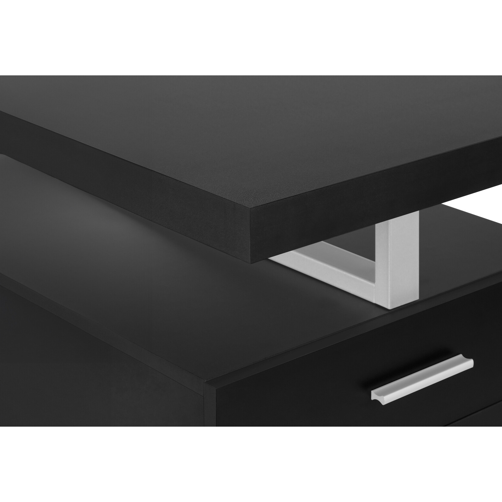 COMPUTER DESK - 48"L / BLACK / SILVER METAL / L/R FACE