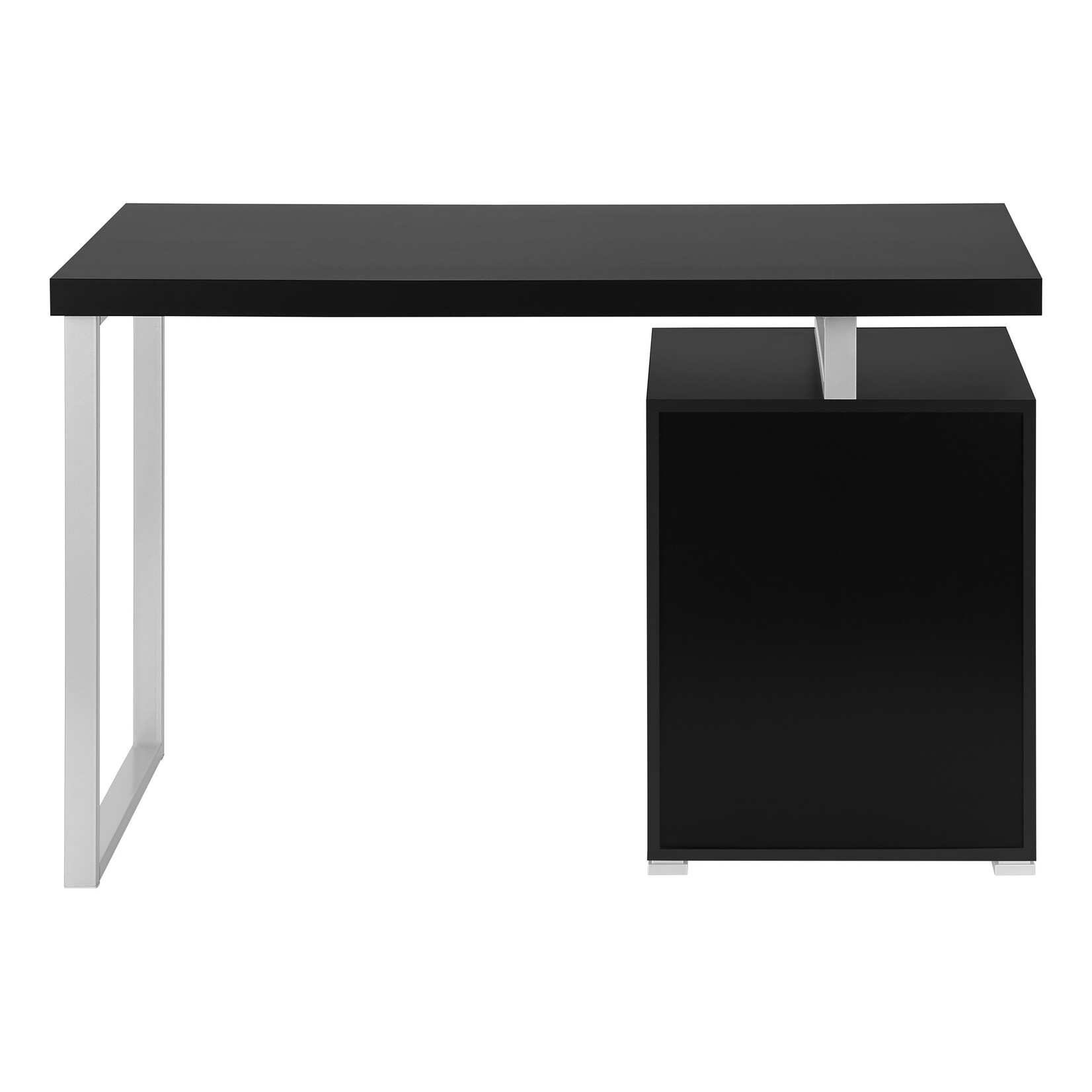 COMPUTER DESK - 48"L / BLACK / SILVER METAL / L/R FACE