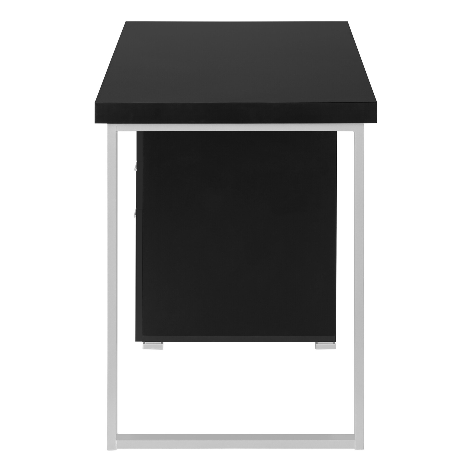 BUREAU - 48"L / NOIR / METAL ARGENT / COTE DROIT OU GAUCHE