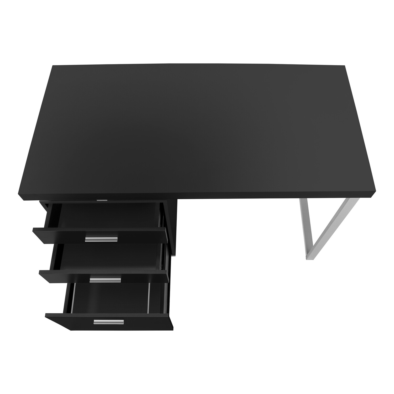 COMPUTER DESK - 48"L / BLACK / SILVER METAL / L/R FACE