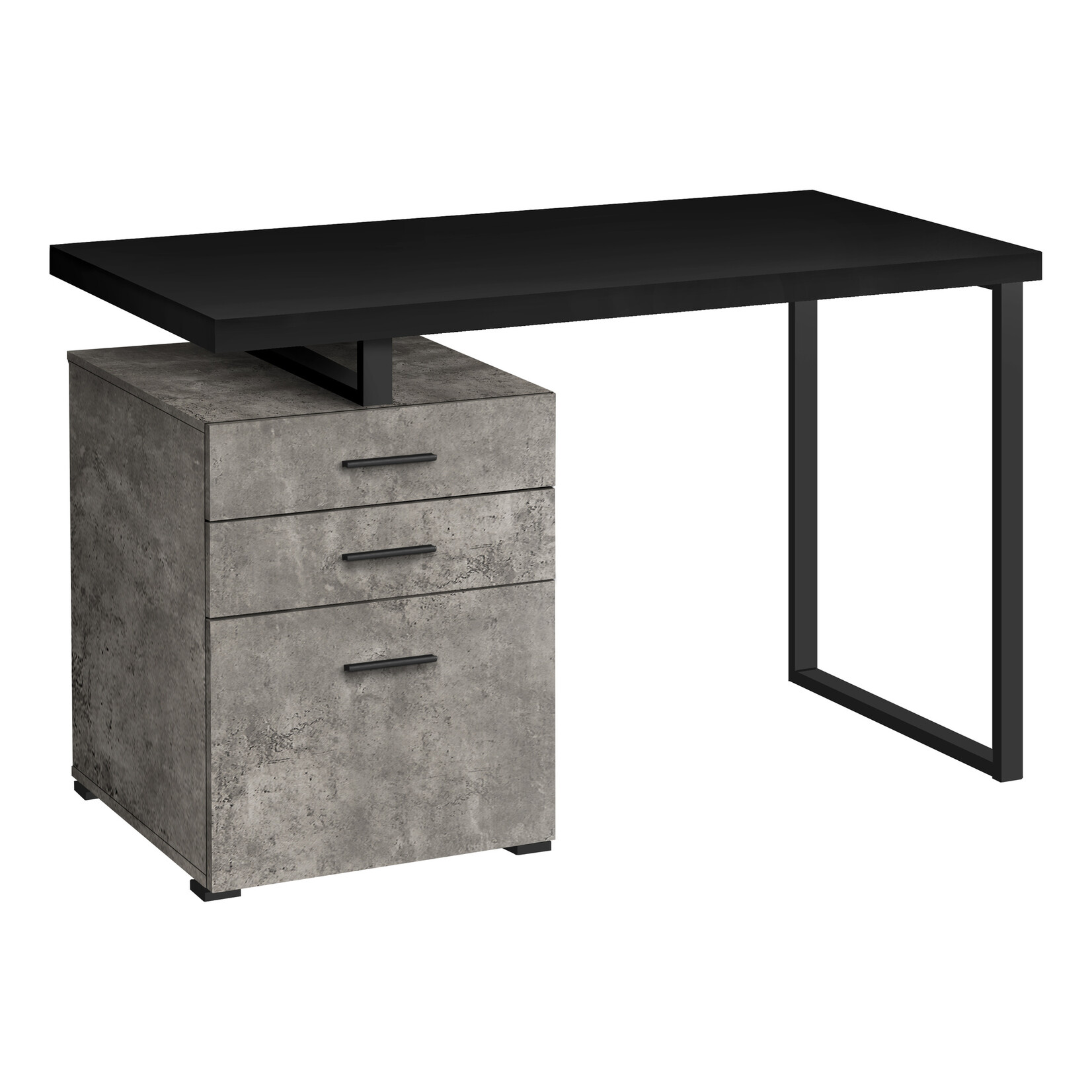 COMPUTER DESK - 48"L / BLACK / CONCRETE/ BLACK METAL FACING  L/R