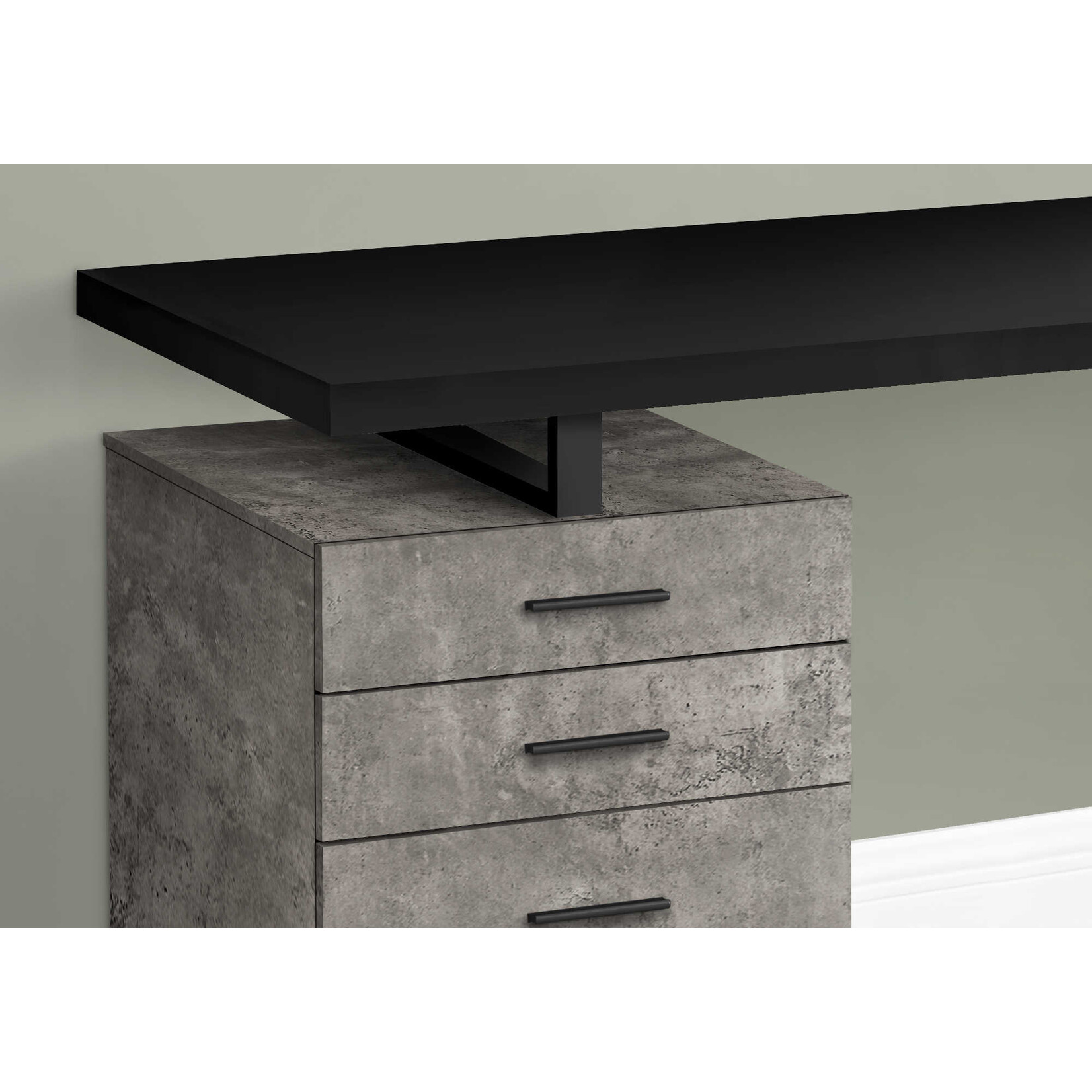 COMPUTER DESK - 48"L / BLACK / CONCRETE/ BLACK METAL FACING  L/R