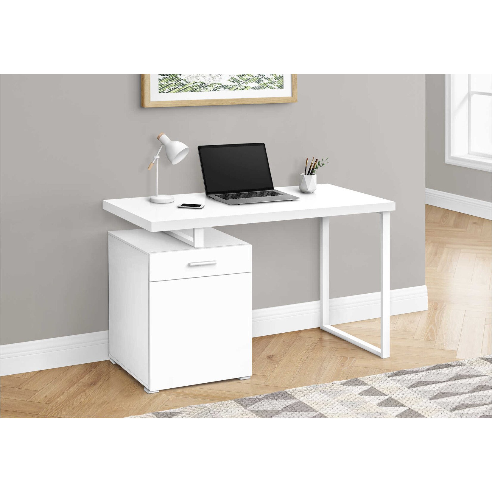 COMPUTER DESK - 48"L / WHITE LEFT OR RIGHT FACING
