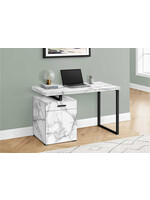 COMPUTER DESK - 48"L / WHITE MARBLE LEFT OR RIGHT FACING