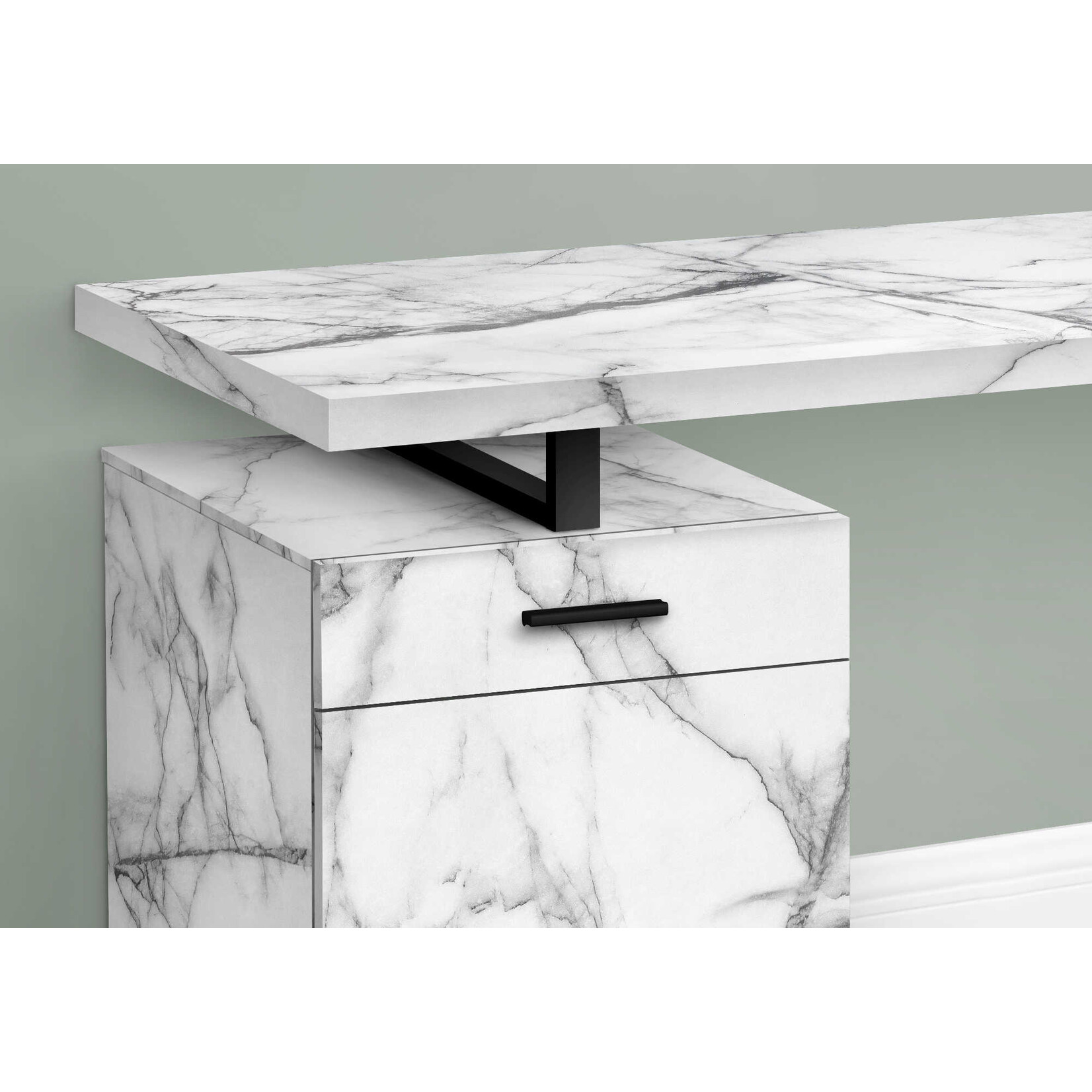 COMPUTER DESK - 48"L / WHITE MARBLE LEFT OR RIGHT FACING