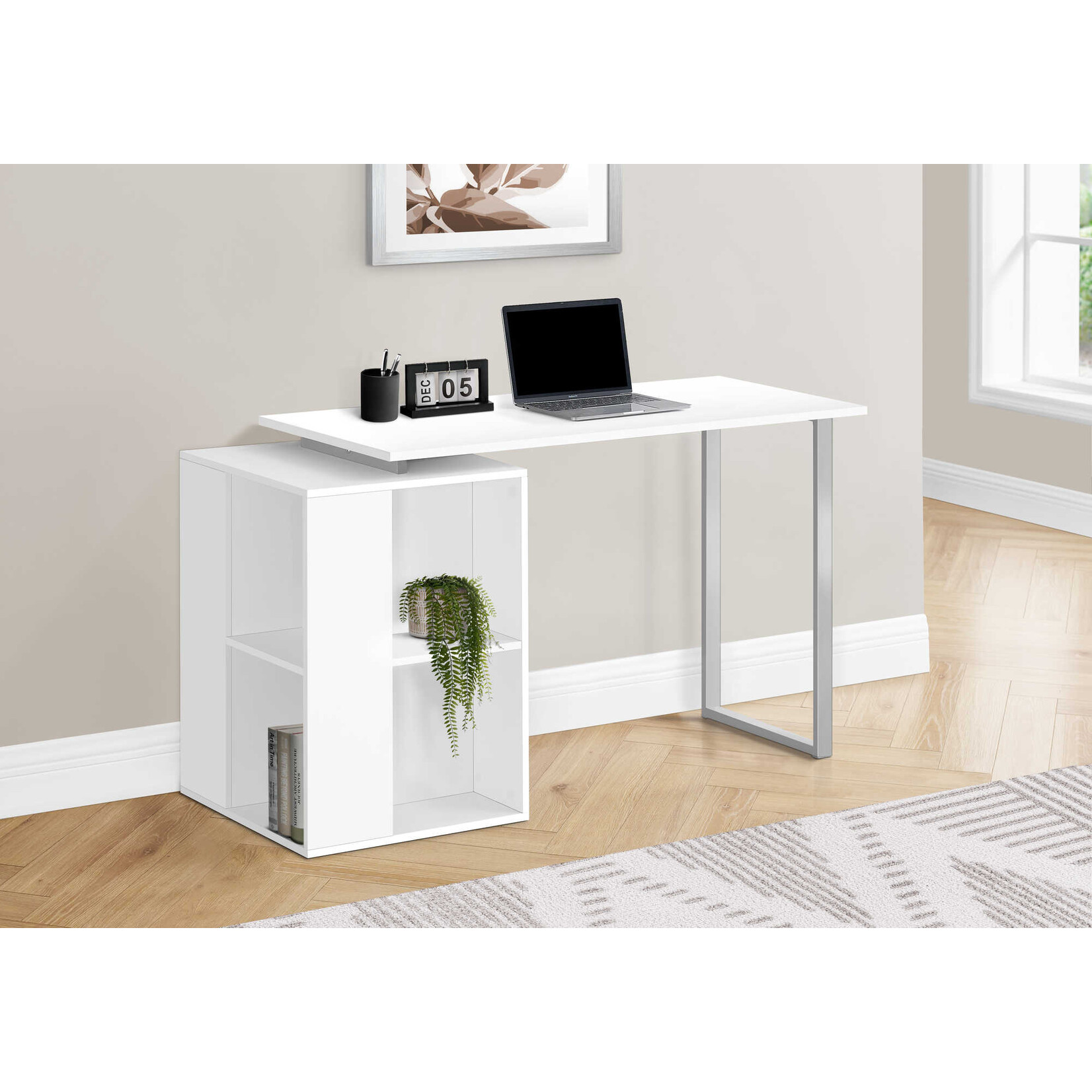 COMPUTER DESK - 55"L / WHITE LEFT OR RIGHT FACING