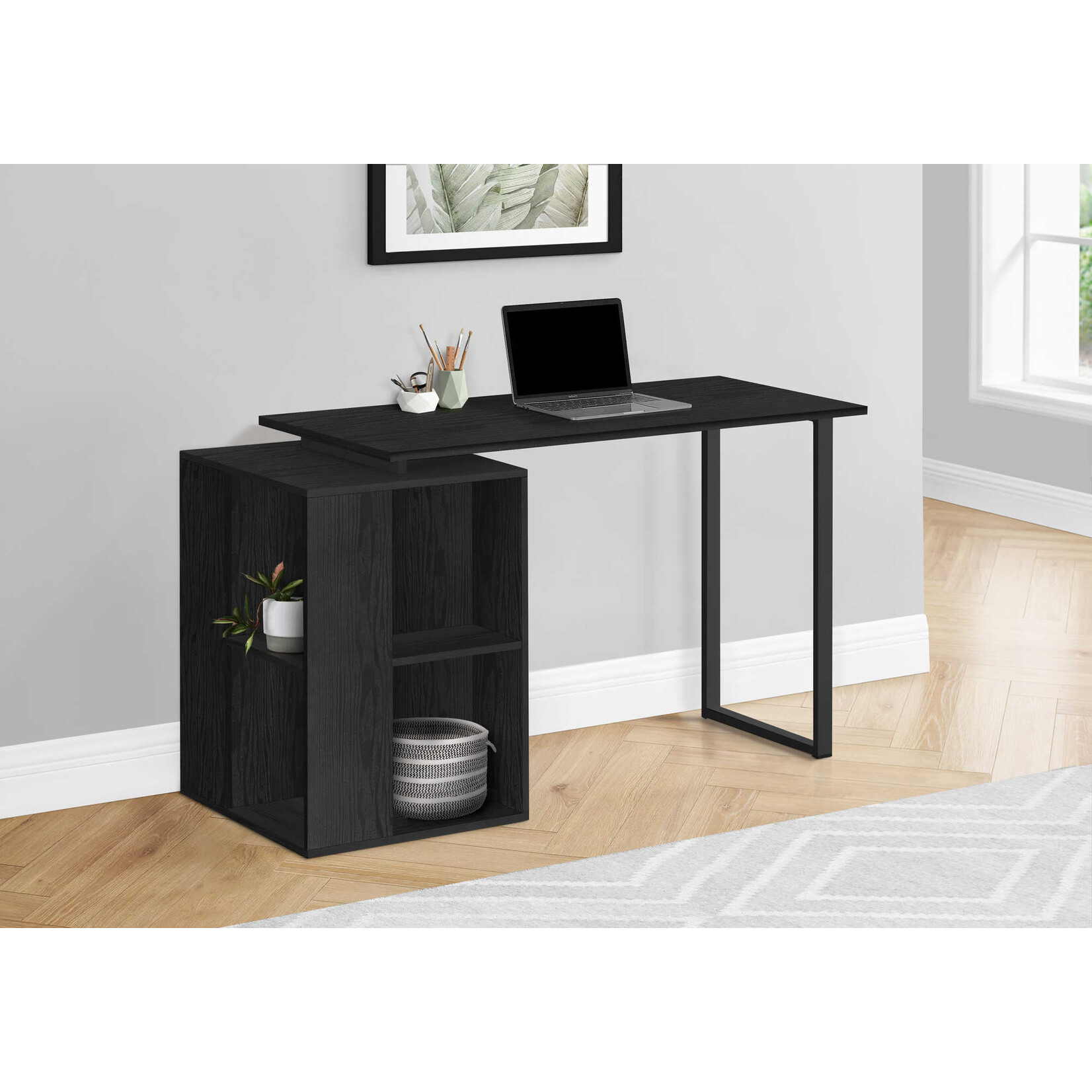 COMPUTER DESK - 55"L / BLACK OAK LEFT OR RIGHT FACING